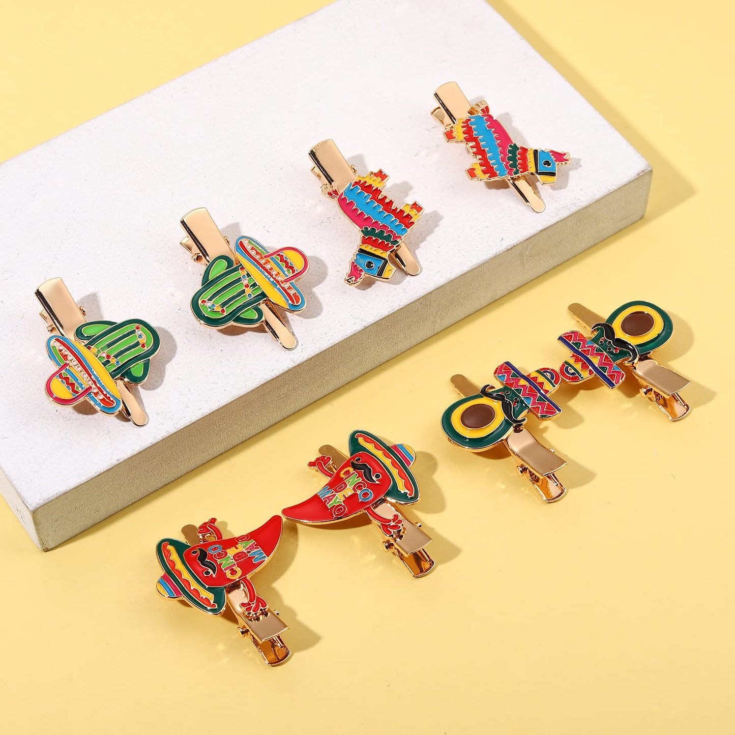 8PCS Mexican Fiesta Hair Clips for Women, Cinco De Mayo Hairpins Colorful Chili Cactus Pinata Sombrero Hair Clip Mexican Hair Accessories Holiday Beauty & Personal Care mokkia