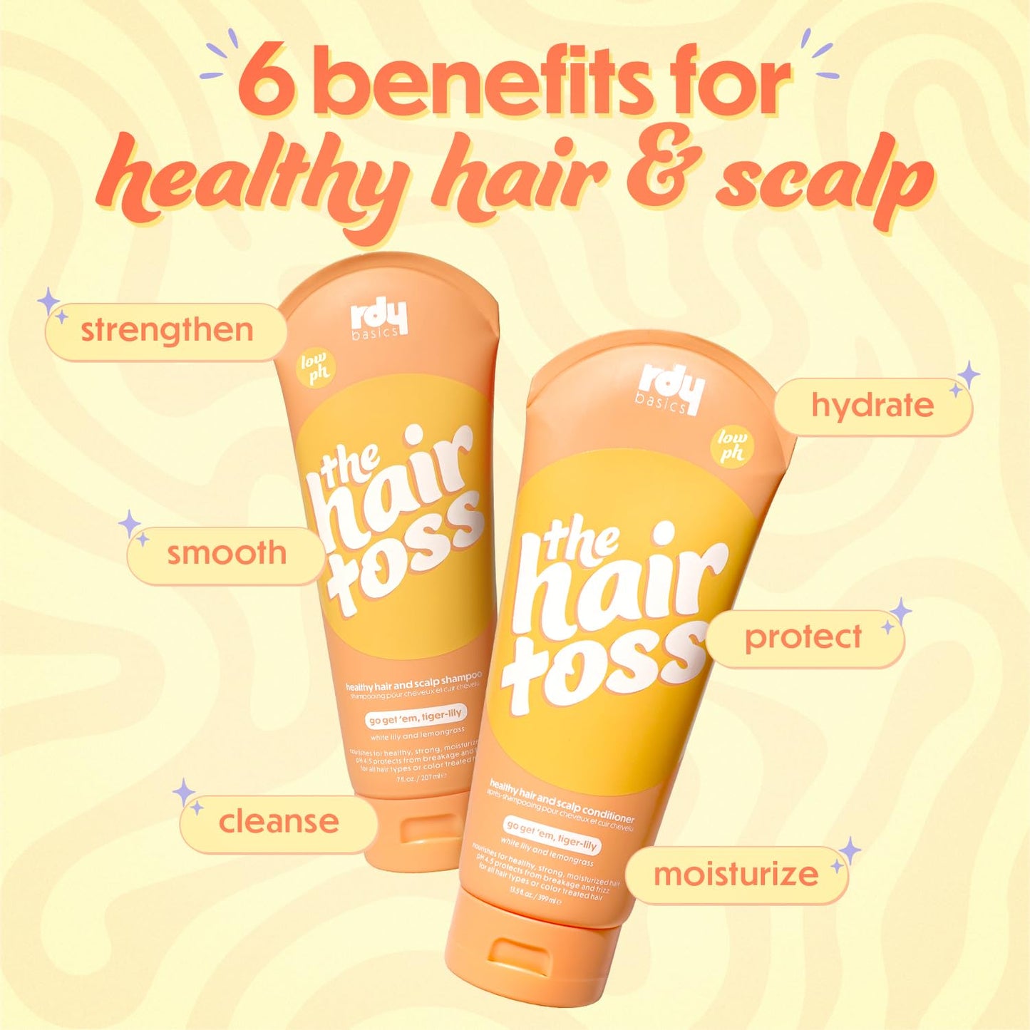 The Hair Toss Men & Women Shampoo And Conditioner Set 13.5floz/7floz - White Lily & Lemongrass - Formulated 4.5pH Moisturizing Paraben and Sulfate Beauty & Personal Care rdy basics