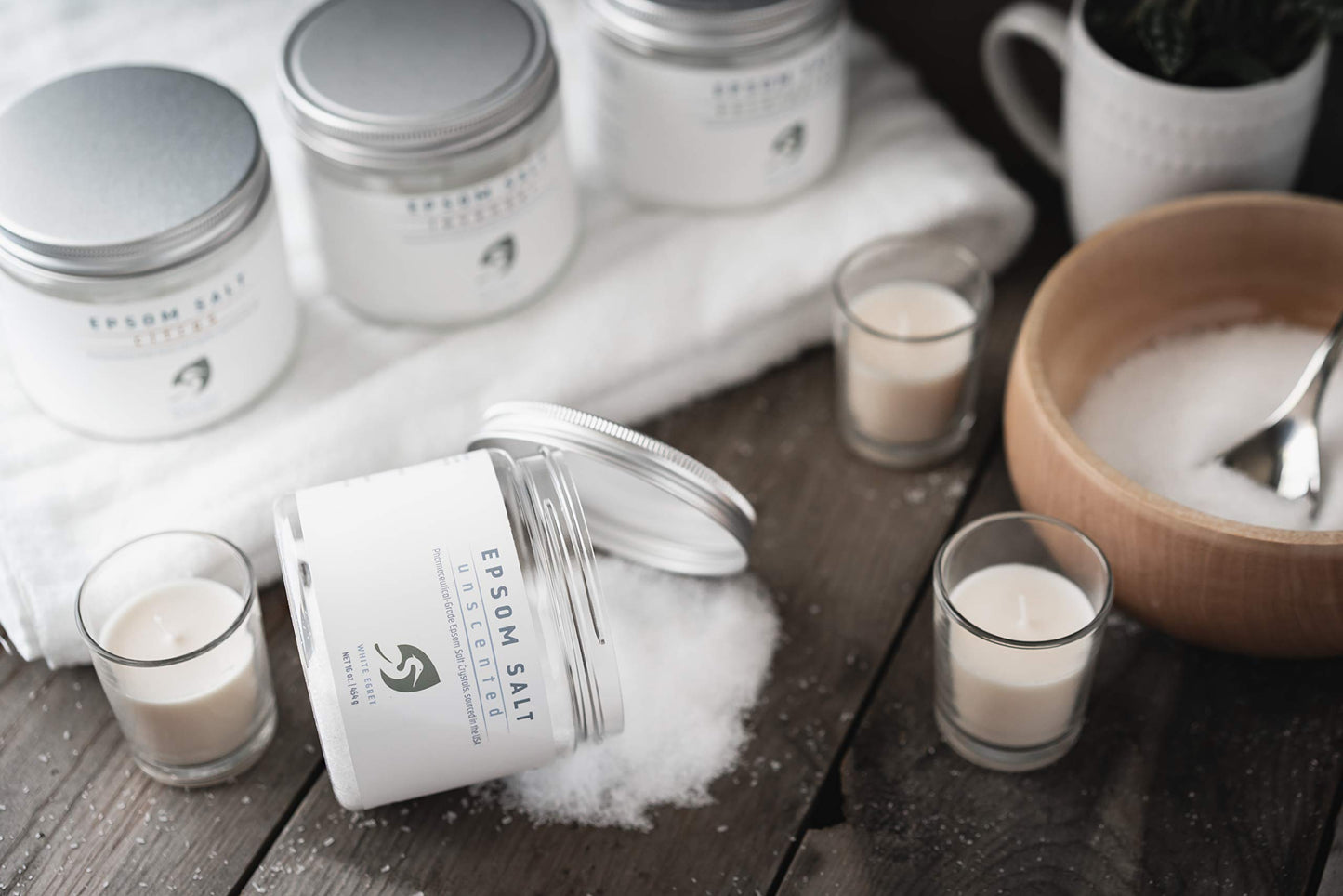 White Egret - Hemp Pharmaceutical Grade Epsom Salt - 16oz Beauty and Personal Care White Egret