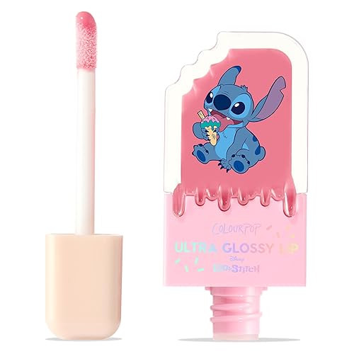 ColourPop x Stitch Ultra Glossy Lip Gloss - High-Shine, Non-Sticky & Hydrating Lip Gloss with a Flexible Paddle Applicator - Sheer Baby Pink - Super Beauty & Personal Care ColourPop