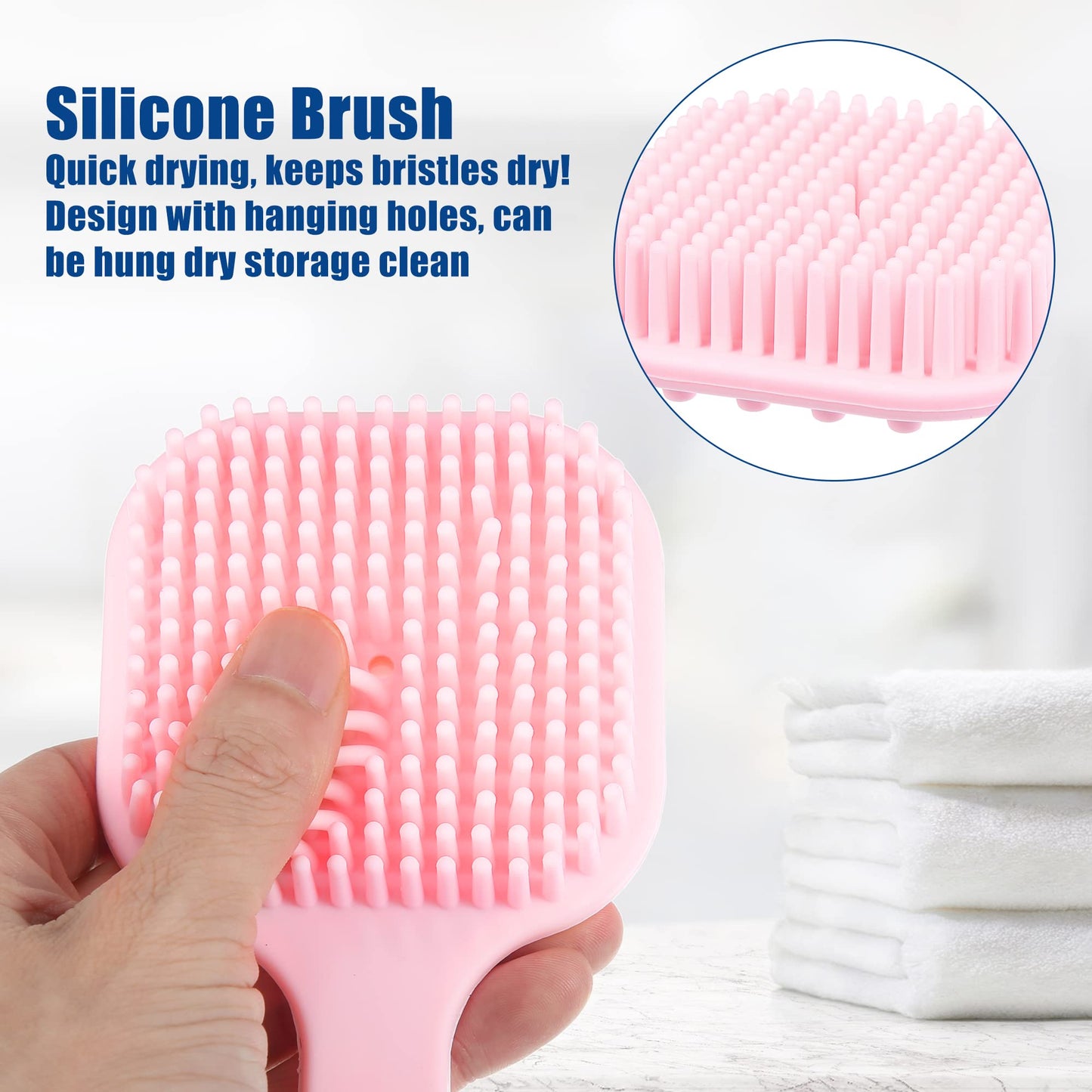 VOCOSTE Soft Silicone Bath Brush, Non-Slip Back Scrubber Shower with Long Handle for Men and Women, Pink Beauty and Personal Care VOCOSTE