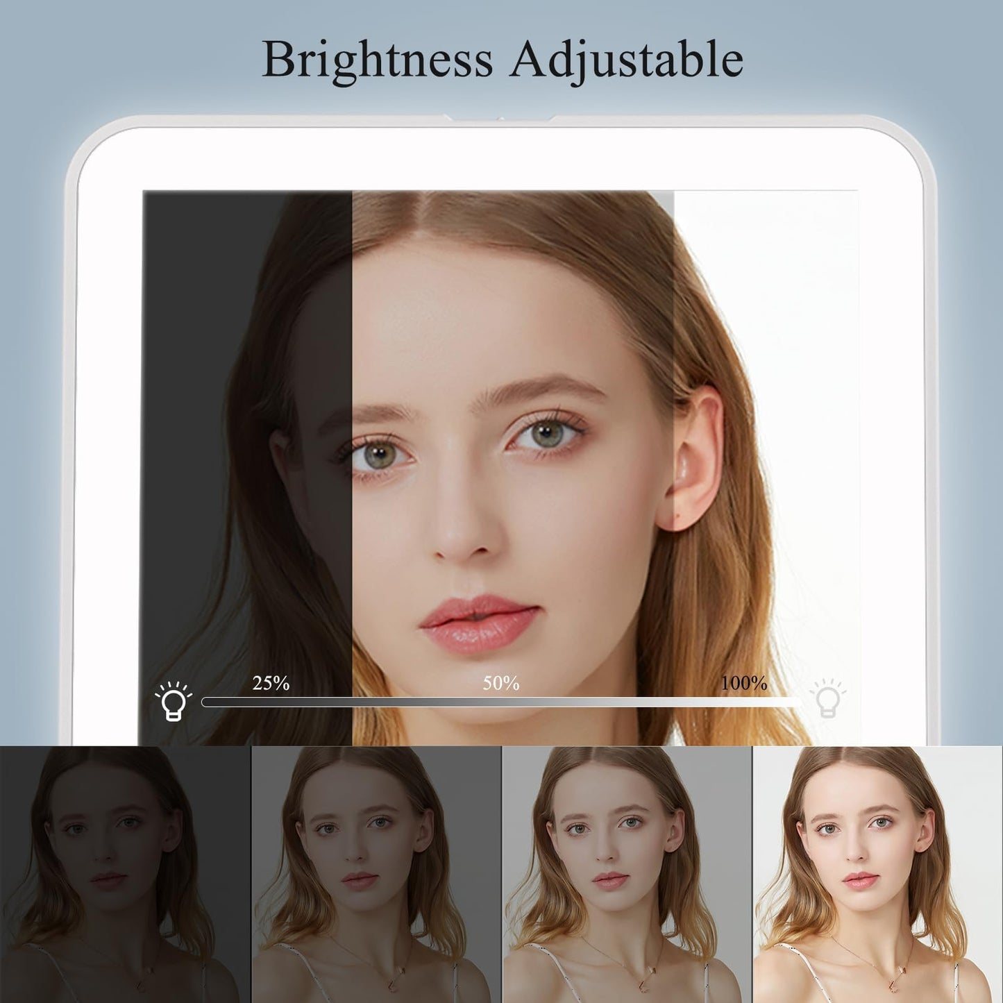 FUNTOUCH Rechargeable Travel Makeup Mirror with 72 Led Lights, Portable Lighted Beauty Mirror, 3 Color Lighting, Dimmable Touch Screen, Tabletop LED Beauty & Personal Care FUNTOUCH