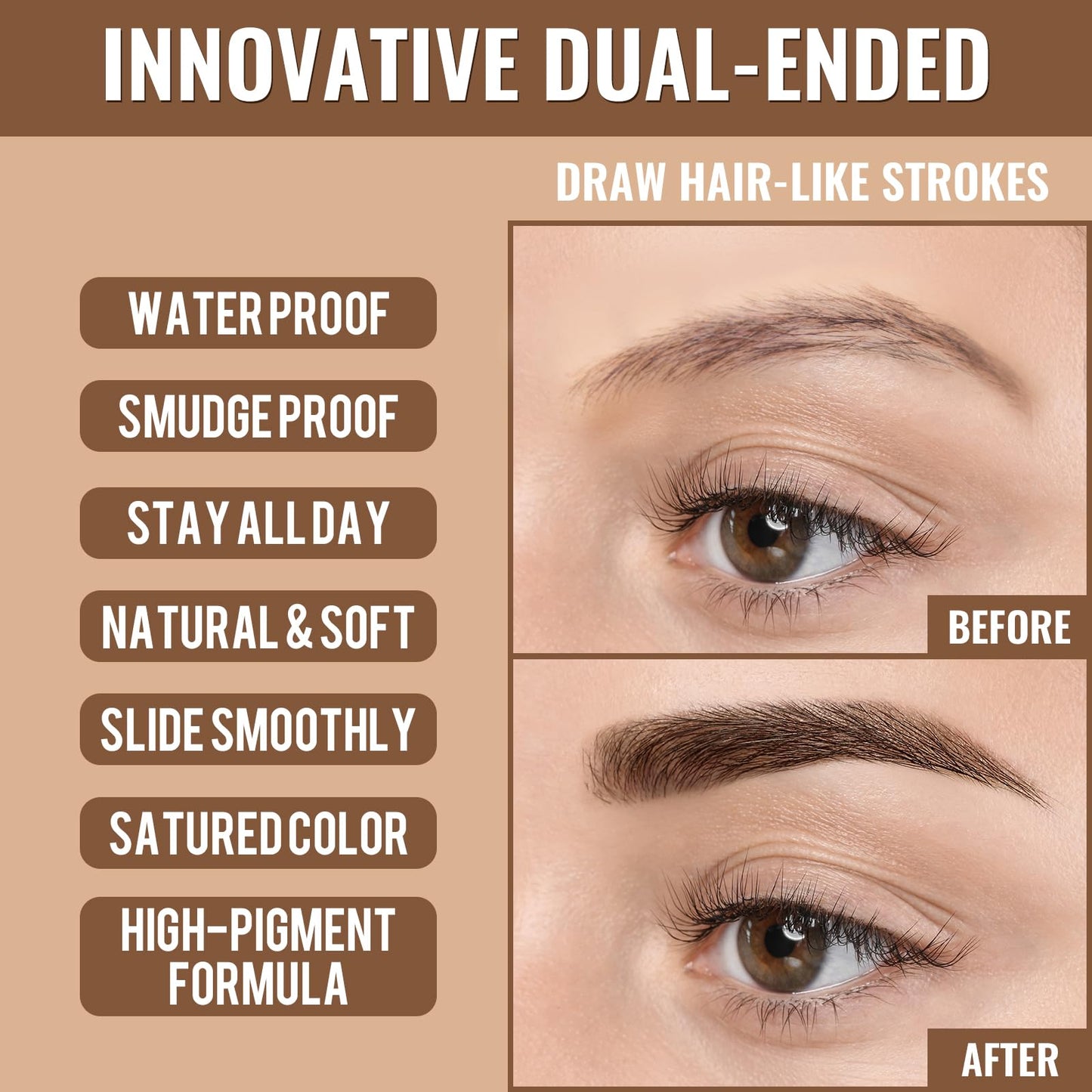 iMethod Eyebrow Pen - Eyebrow Pencil,2-in-1 Eyeliner Dual-Ended Brush-Tip Microblading 4d Eyebrow Pencils for women,Long Lasting Waterproof Hair-Like Beauty and Personal Care iMethod