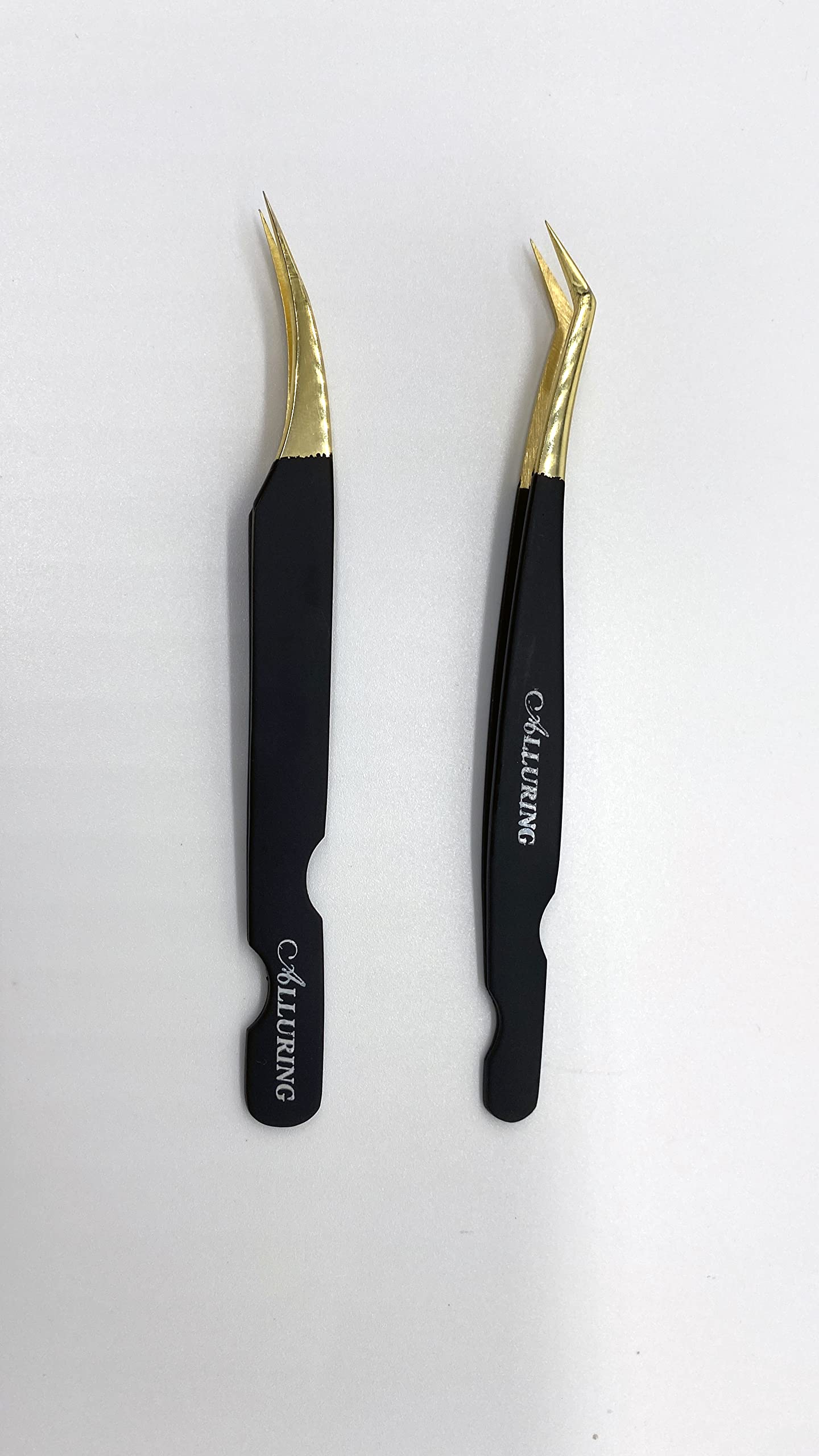 Alluring Volume Tweezer Pair for 3D Volume Lashes (New Curved) (Black Gold) Beauty and Personal Care Alluring