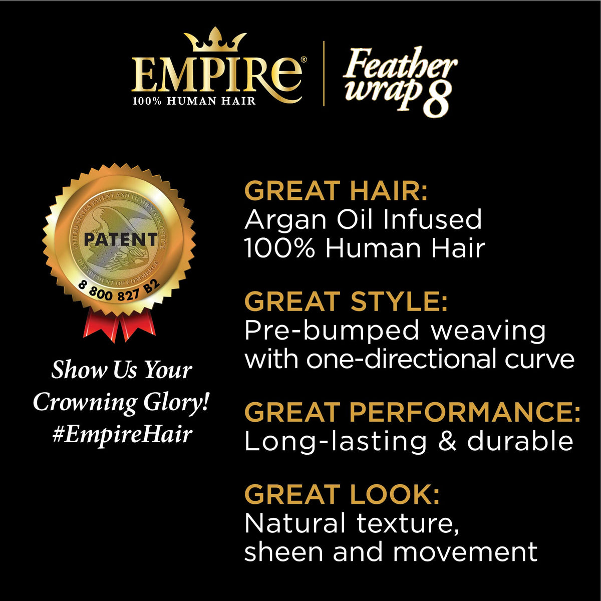 Sensationnel Empire Bump Weaving Hairextension-Feather Wrap 8in,1B OFFBLACK
