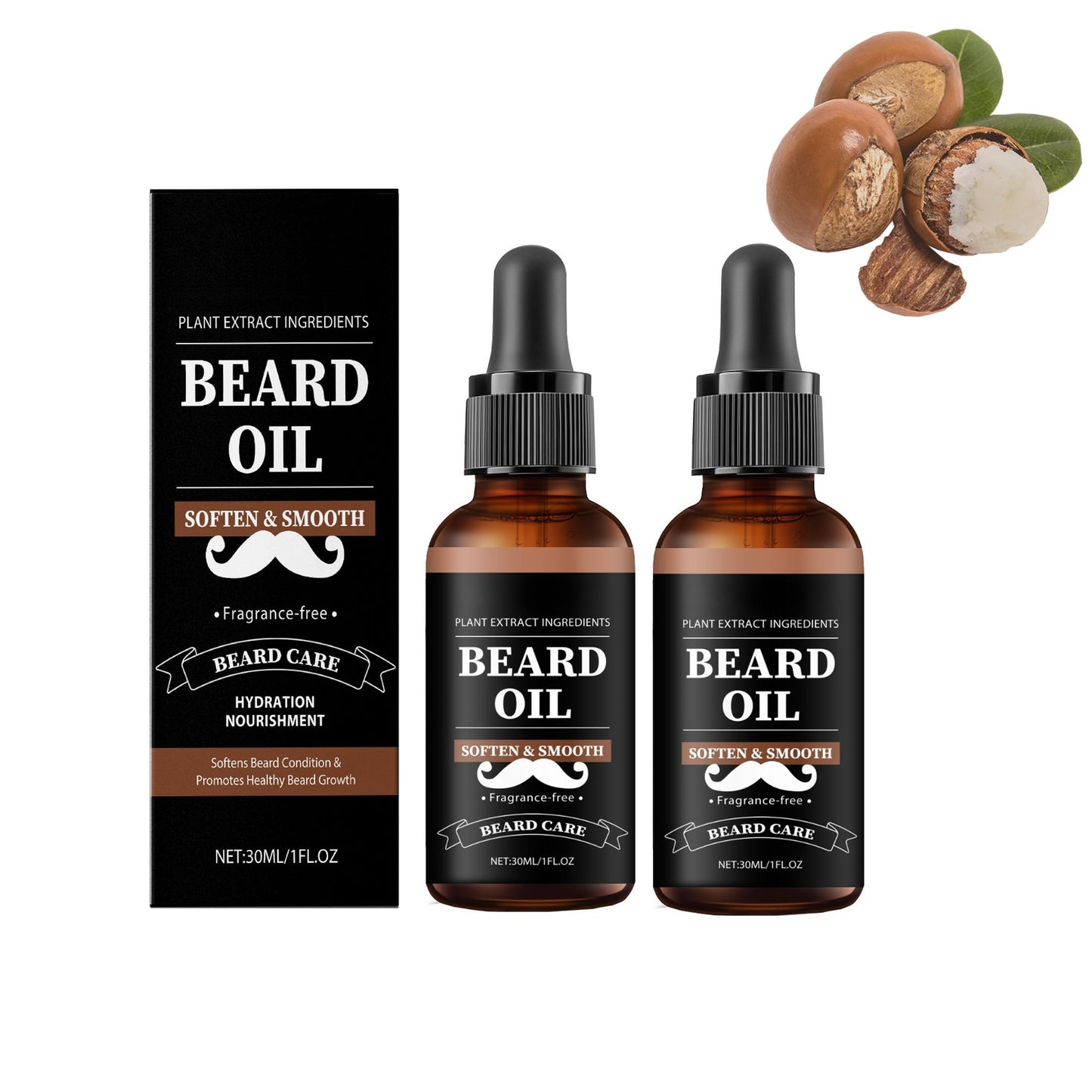Unscented Beard Oil for Men Nourishing & Strengthening Formula with Jojoba & Argan Oil-Softens, Non-Greasy, Reduces Itch, Fights Frizz, 1 fl oz,2 Pack Beauty and Personal Care Fwind