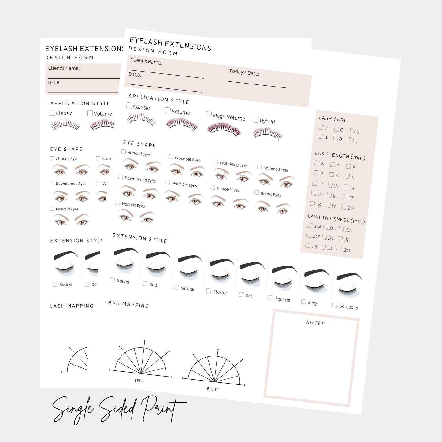Lash Extension Eyelash Consent, Intake, Aftercare forms with Mapping | 100 Pack | 25 of each Consent, Intake, Aftercare, and Mapping Forms for Lash Beauty & Personal Care Lashicorn