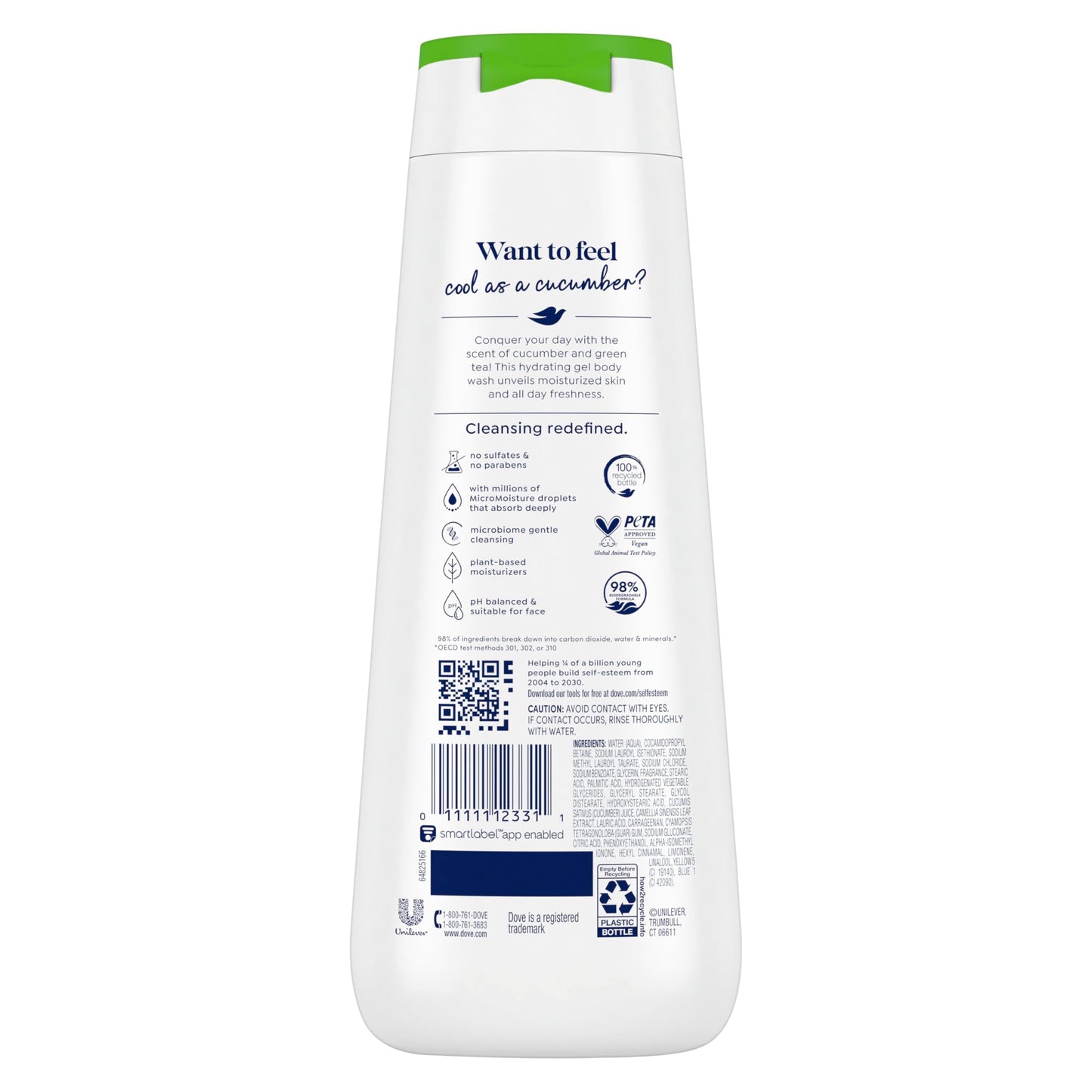 Dove Body Wash Refresh Cucumber and Green Tea for 24hr Lotion-Soft Skin Moisturizing Skin Cleanser with No Sulfates No Parabens 20 oz Beauty & Personal Care Dove