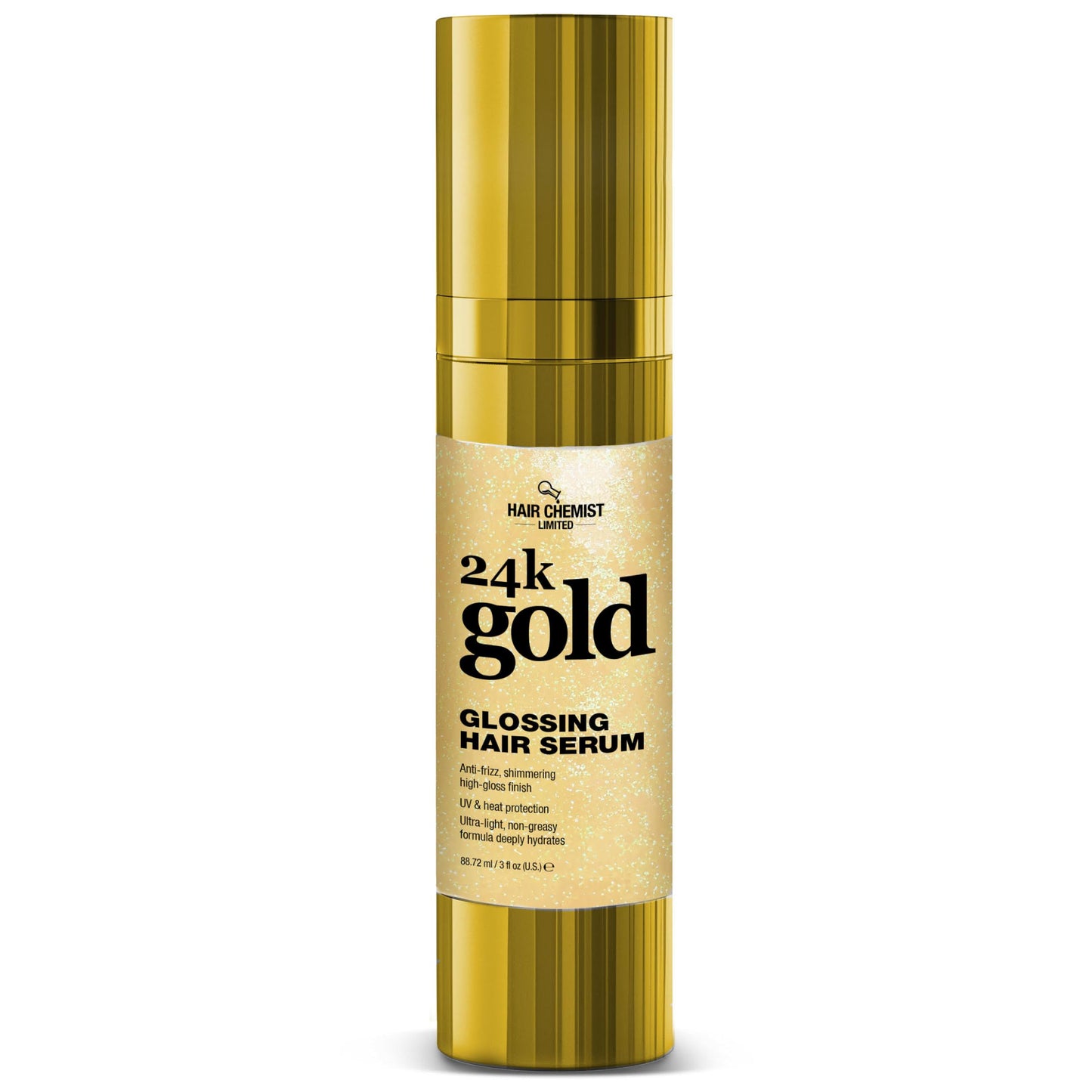 Hair Chemist 24k Gold Glossing Hair Serum 3 Ounce - Anti?Frizz High?Gloss Shine, Ultra?Light Non?Greasy Formula with UV & Heat Protection, Hydrating Beauty & Personal Care Hair Chemist