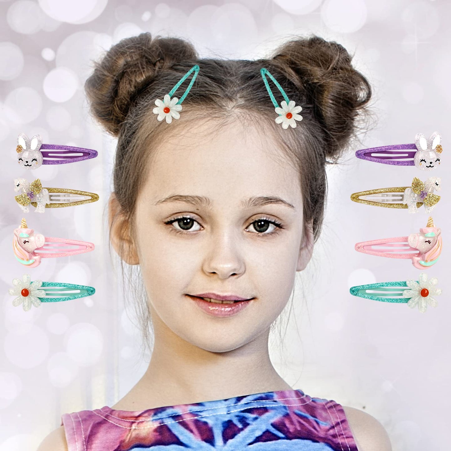 Girls Unicorn Hair Clips Toddler Girls Snap Clips with Cute Flower Pattern,Lovely Rabbit Metal Snap Hair Pins,Cute Flower Hair Clip for Toddlers Beauty & Personal Care ozyubunny