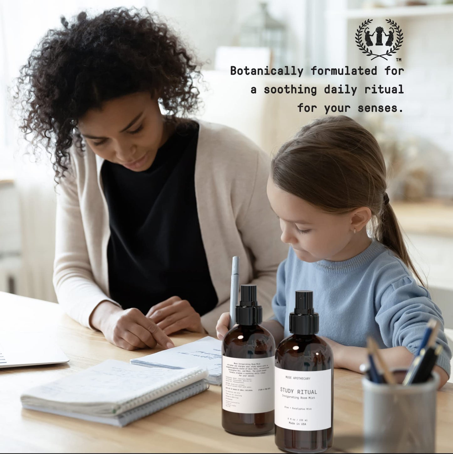 Muse Apothecary Study Ritual - Aromatic and Invigorating Room Mist, 4 oz, Infused with Natural Essential Oils - Aloe + Eucalyptus Mint, 2 Pack Beauty & Personal Care Muse Apothecary