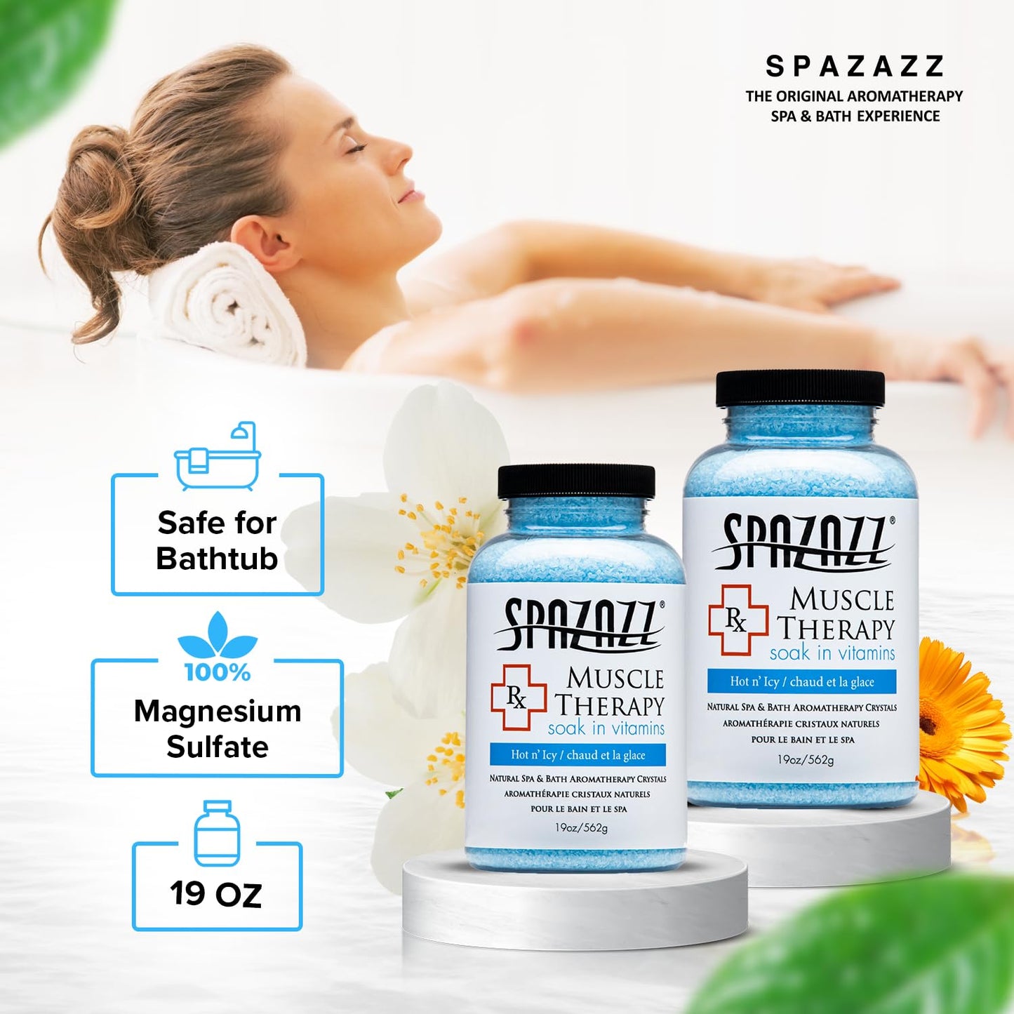 Spazazz SPZ-601 RX Therapy Crystals Container Bath Minerals, 19-Ounce, Muscular Therapy Hot N' Icy Beauty and Personal Care Spazazz