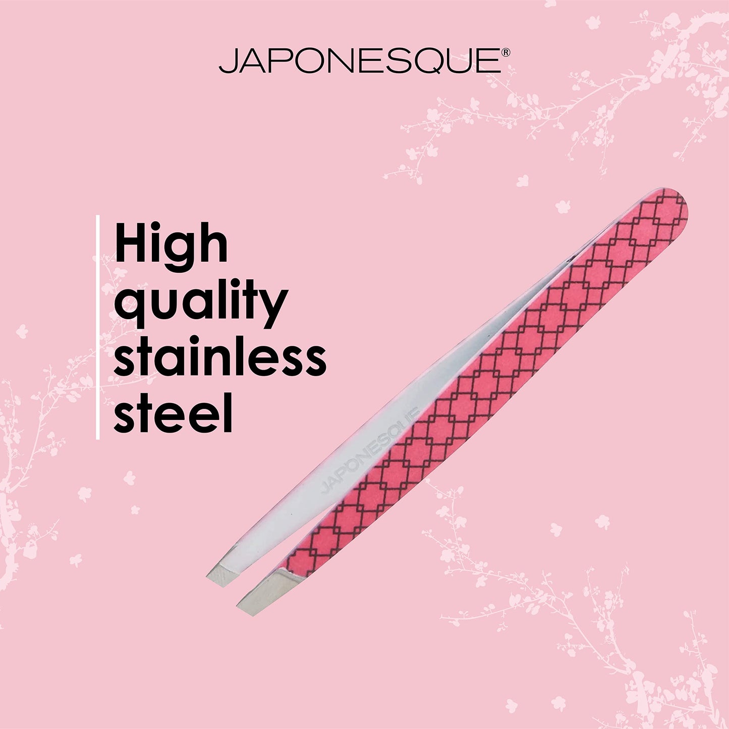 JAPONESQUE Soft Touch Slant Tweezer with Precision Crafted, Hand Sharpened Tips for Shaping and Defining Brows, Includes Protective Storage Pouch Beauty & Personal Care JAPONESQUE