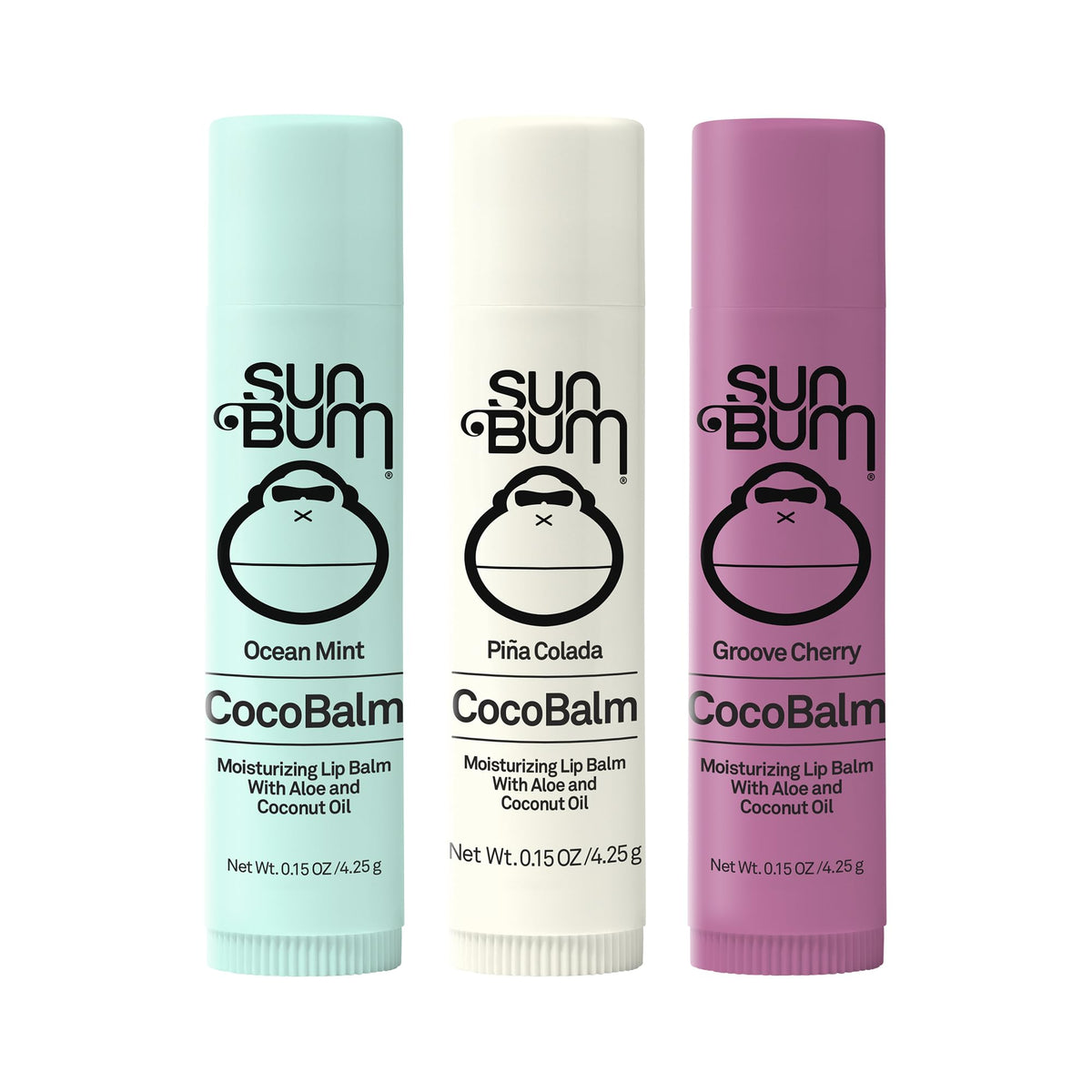 Sun Bum Cocobalm 3 Flavor Variety Pack - Ocean Mint, Piña Colada, and Groove Cherry - Hydrating Lip Balm with Coconut Oil and Aloe Vera (0.15 oz, 3 Beauty & Personal Care Sun Bum