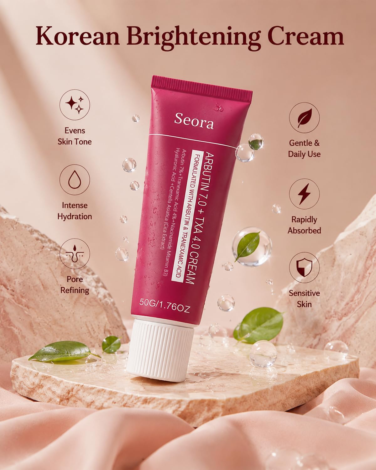 Korean Brightening Skincare Arbutin Cream, Moisturizer Hydrates, Evens Tone for Face Body and All Skin Types (1PCS) Beauty & Personal Care Seora Cream