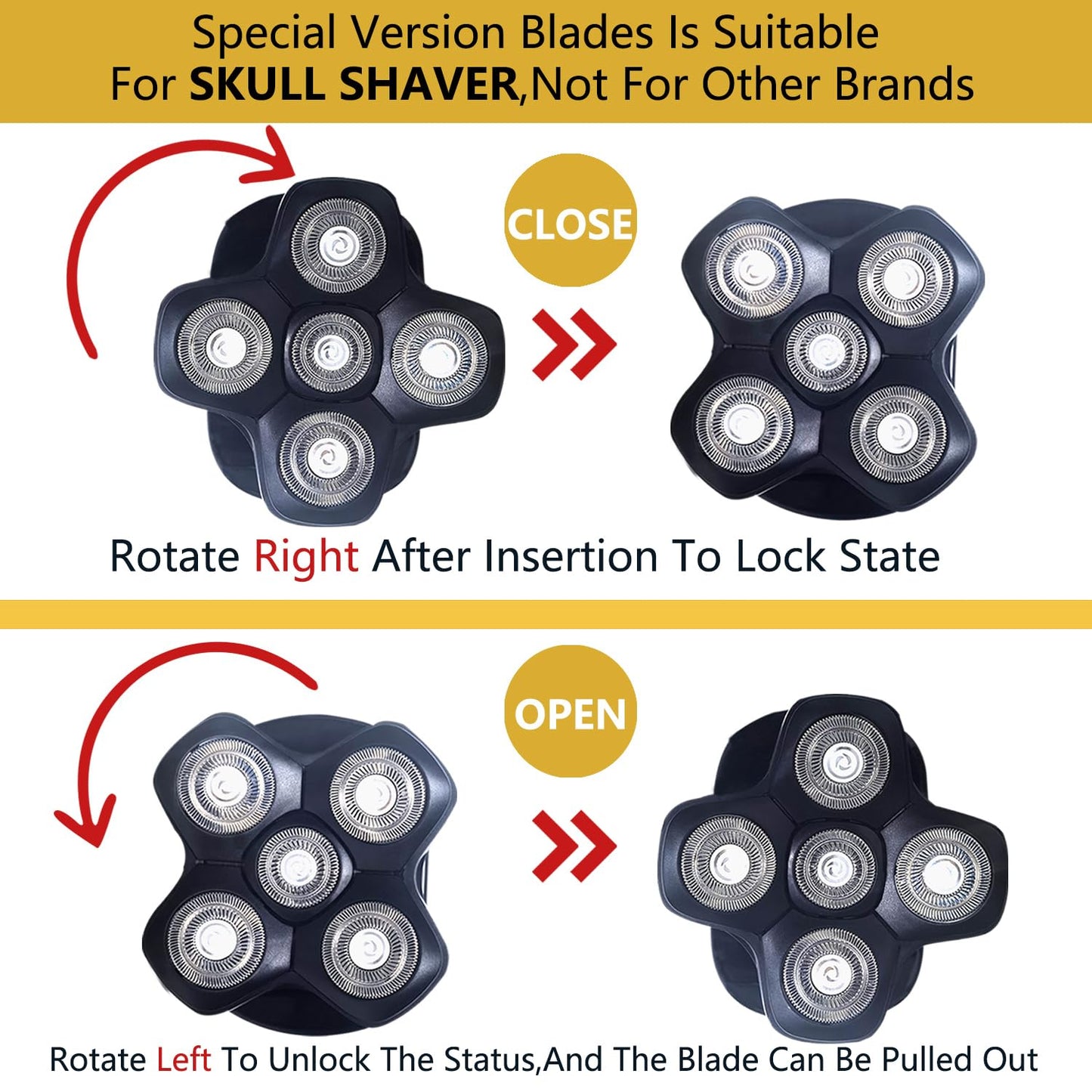 New Upgrade Head Shaver Replacement Heads for Skull Shaver Pitbull Platinum Pro Butterfly Kiss, and Palm Hypo-Allergenic Electric Razor Beauty and Personal Care VRMETA