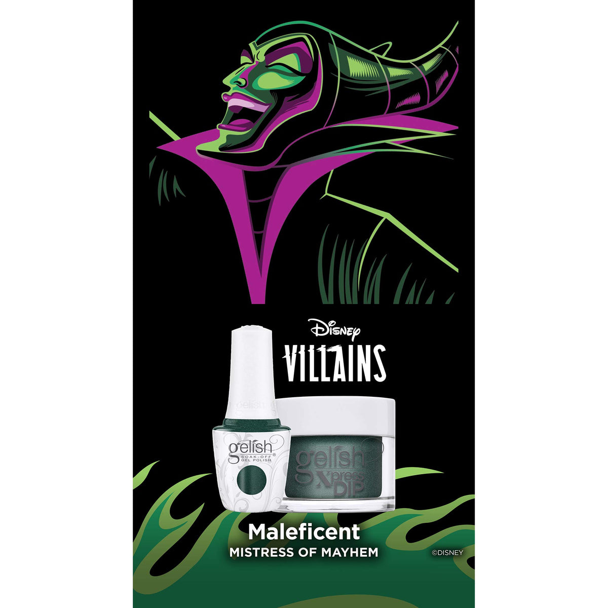Gelish Xpress Dip "Mistress of Mayhem" Disney Villains Collection, 1.5 oz. - Emerald Glitter