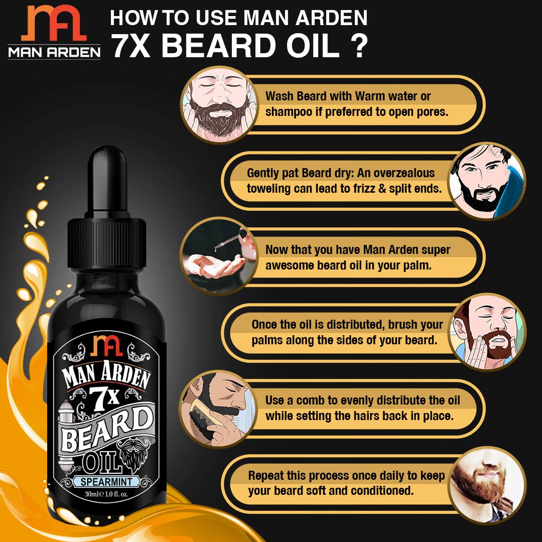 Man Arden 7X Beard Oil 30ml (Spearmint) - 7 Premium Oils Supports Beard Growth & Nourishment Beauty and Personal Care Man Arden
