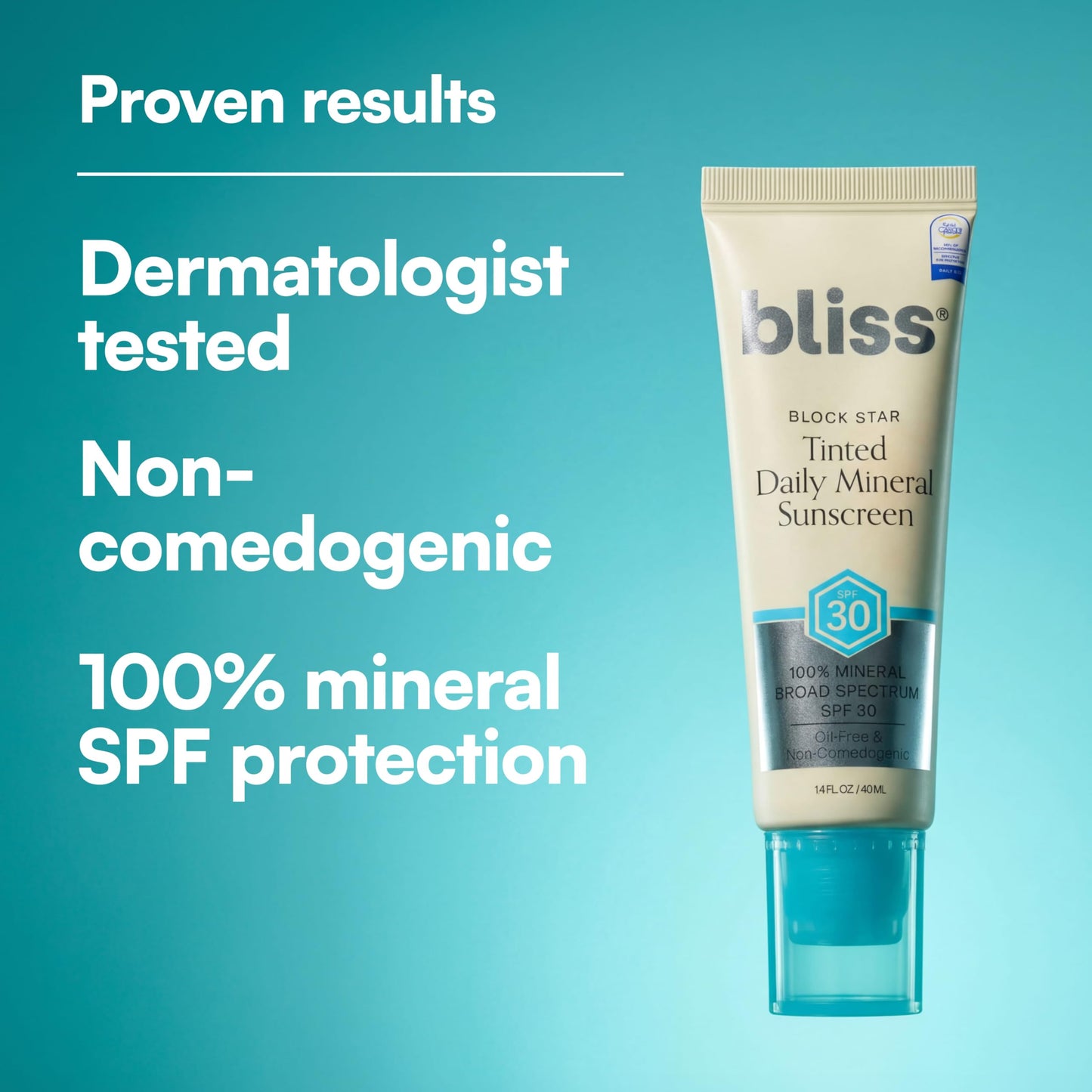 Bliss Block Star SPF 30 Daily Tinted Mineral Sunscreen with Zinc Oxide - All Skin Tones - 100% Mineral Broad Spectrum Sunscreen with Titanium Dioxide Beauty & Personal Care Bliss