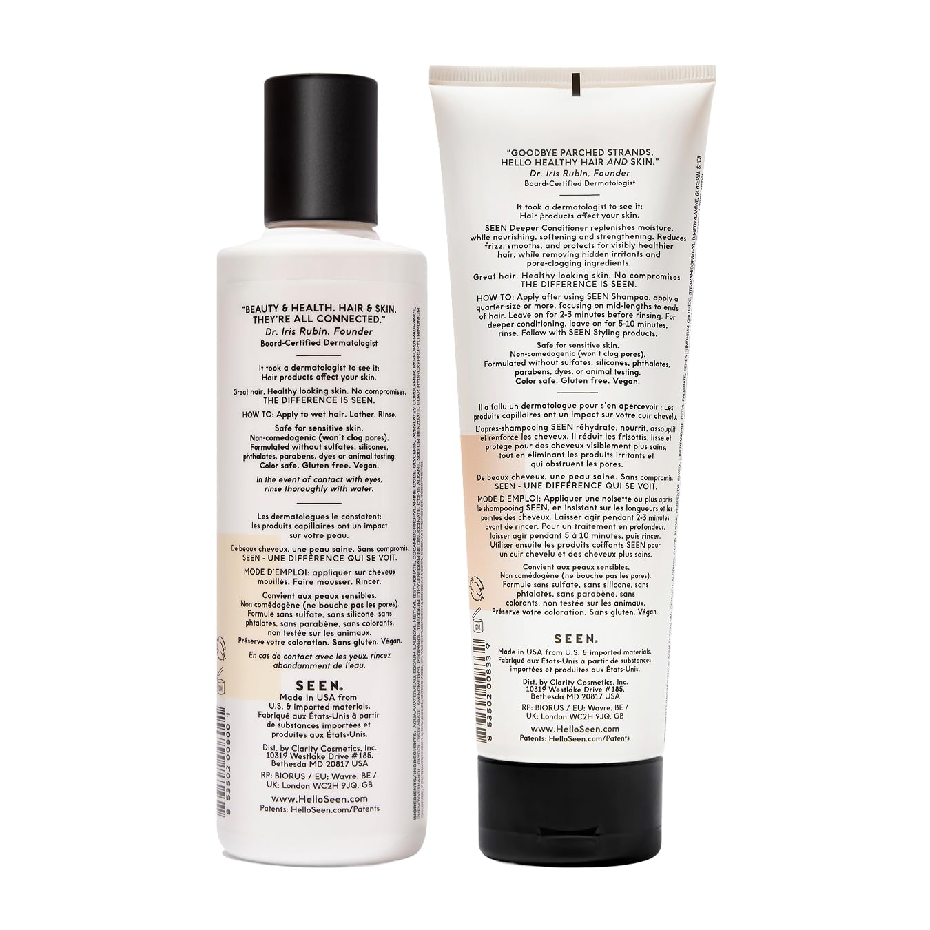 SEEN Shampoo & Deeper Conditioner Bundle, Scented - Non-Comedogenic Hair Care Set, Dermatologist-Developed, Safe for Sensitive, Eczema & Acne-Prone Beauty & Personal Care SEEN