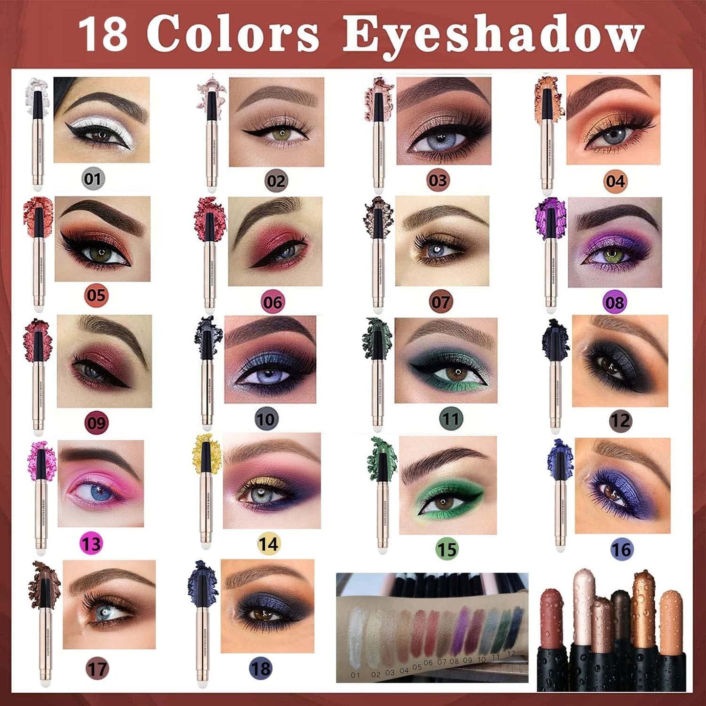 Daeuwiutr Black Eyeshadow Stick Eye Makeup Cream Shimmer Smooth Glitter Hypoallergenic Single Crayon Waterproof Long Lasting Eye Shadow Pencil Beauty & Personal Care Daeuwiutr