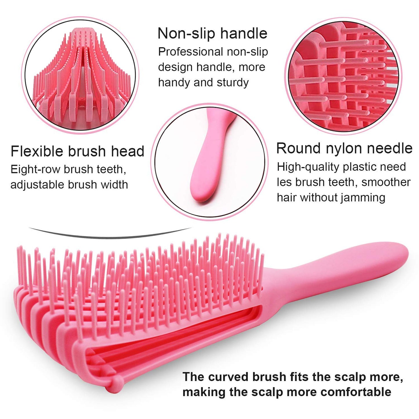 EZ Detangler Brush with Edge Brush, Rat Tail Combs Set for Natural, Curly, Wet/Dry, Black Hair, Flex Detangling Brush set for Hair Style and Cuting Beauty & Personal Care MISSUHUI