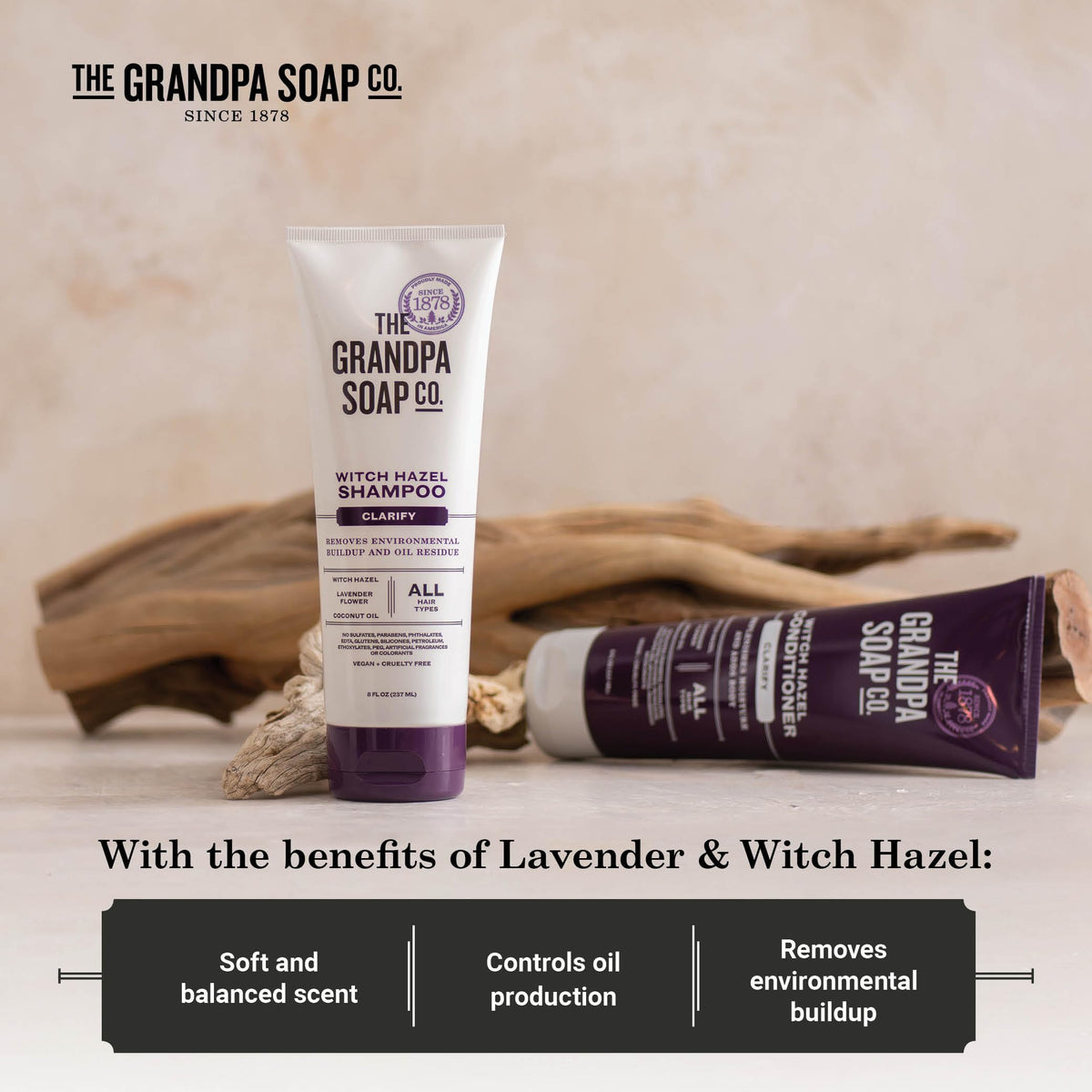The Grandpa Soap Company Witch Hazel Shampoo Vegan & Cruelty Free | Witch Hazel, Lavender Flower & Coconut Oil | All Hair Types | 8 Fl. Oz. Tube Beauty & Personal Care The Grandpa Soap Company