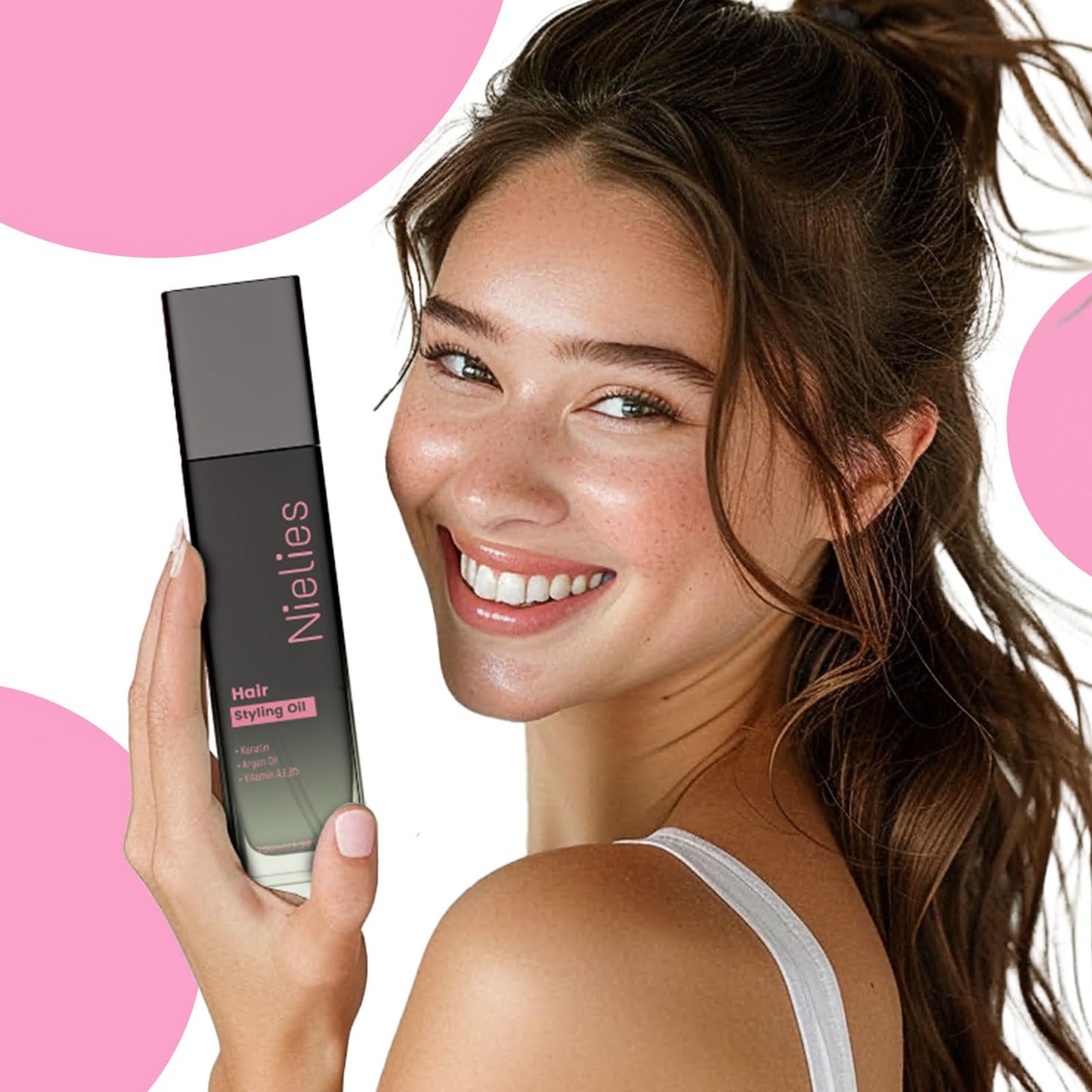 Nielies Argan Oil Hair Serum with Keratin & Biotin - Frizz Control Treatment for Dry, Curly Hair - Lightweight Smoothing & Shine Formula for Women Beauty & Personal Care Nielies