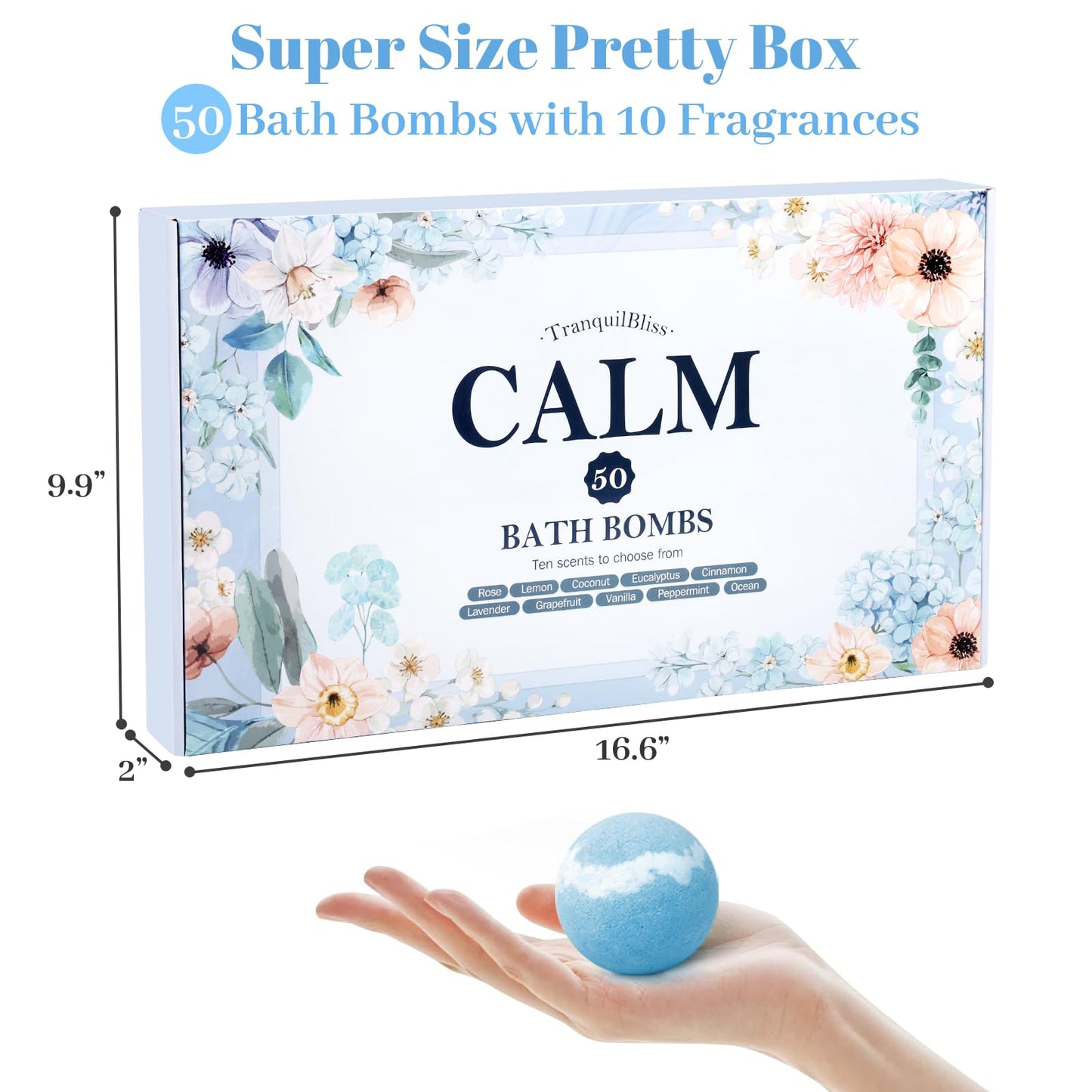 TranquilBliss Bath Bombs Set 50 PCS with 10 Rich Scents, Bath Bombs for Women, Natural Bubble Bombs with Shea Butter & Safe Oil, Ideal for Mother's Beauty and Personal Care TranquilBliss