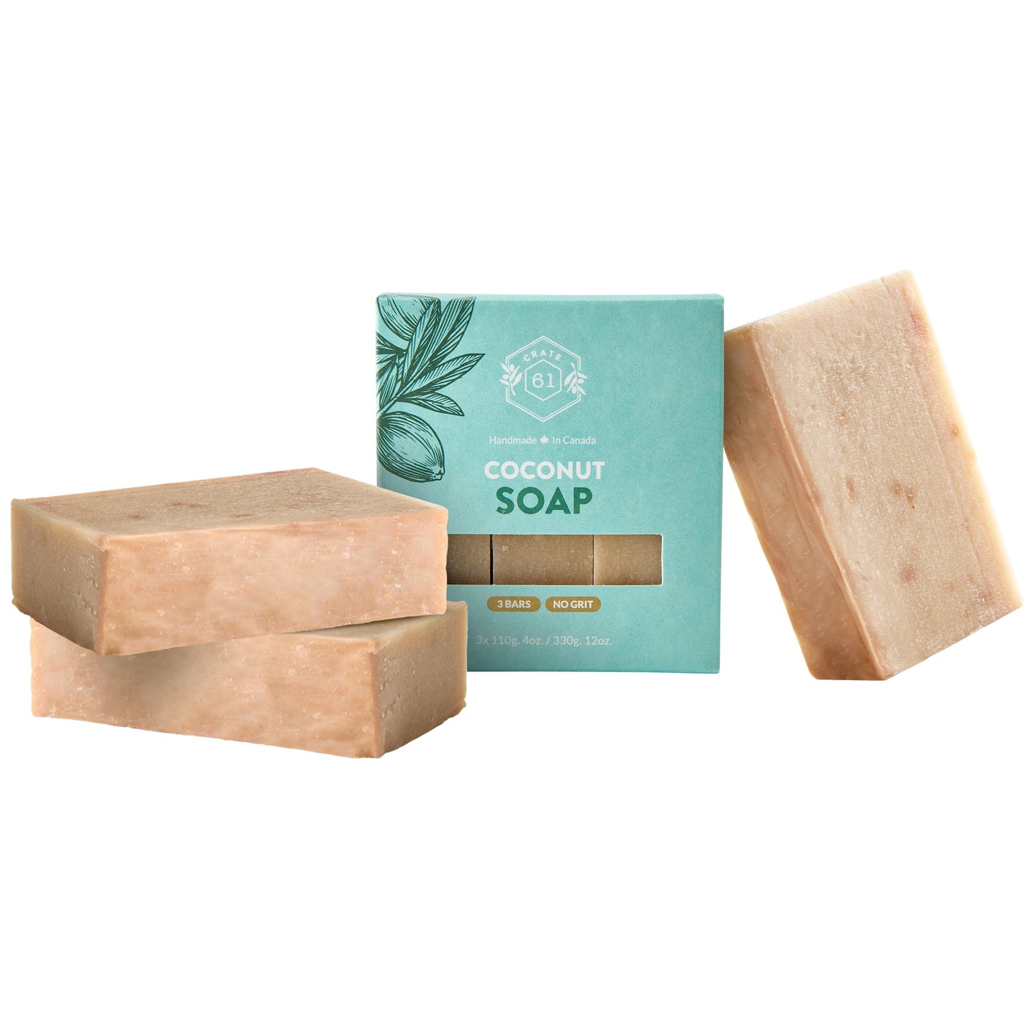Crate 61 Organics, Handmade Vegan Natural Bar Soap Cold Pressed For Face And Body, With Premium Essential Oils, For Men And Women 3 Pack (Coconut) Beauty & Personal Care Crate 61 Organics