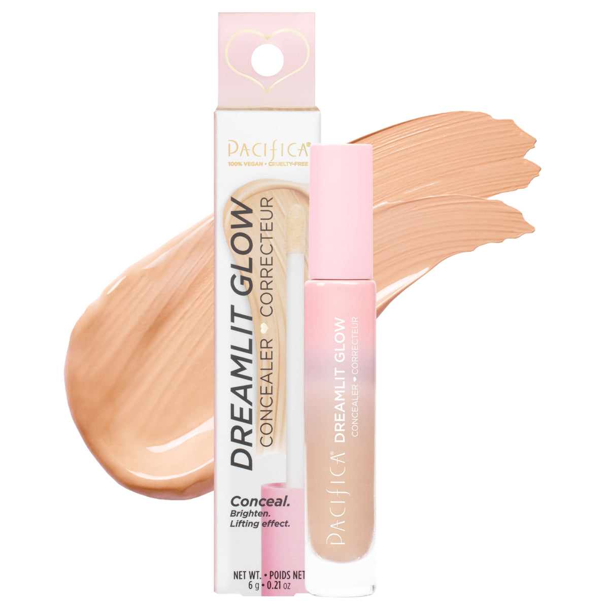 Pacifica Concealer - DreamLit Glow Full Coverage Concealer with Squalane for Dark Circles & Dark Spot Correction, Lightweight & Long-Lasting, Vegan Beauty & Personal Care Pacifica