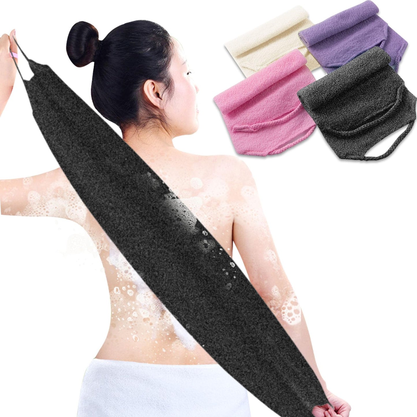 4Pcs Back Scrubber for Shower, Nylon Exfoliating Body Washcloth, Stretchable Back Scrubber With Handle, Back Washer for Women Men Beauty and Personal Care CANIPHA