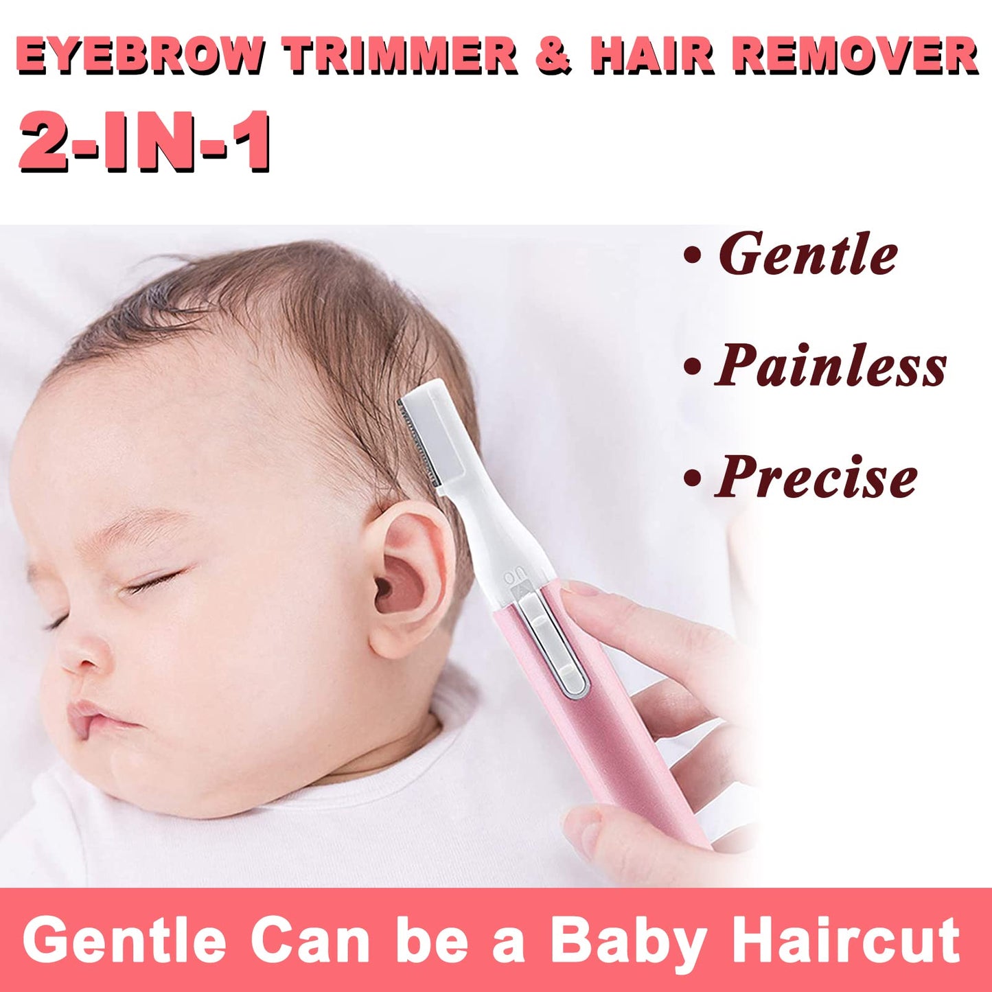 LAIKME Electric Eyebrow Trimmer for Women, Facial Hair Razor Removal for Men, Mini Epilator for Bikini, Remover for Face, Chin, Peach Puzz, Lips Beauty and Personal Care LAIKME