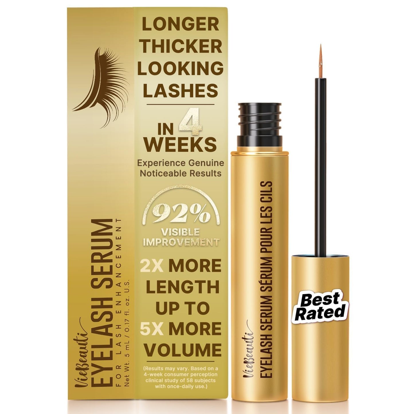 VieBeauti Eyelash Growth Serum 5mL - Lash Serum for Longer, Fuller & Thicker Looking Lashes, Advanced Nourishing Formula, Vegan & Cruelty-Free, Gentle Beauty and Personal Care VieBeauti