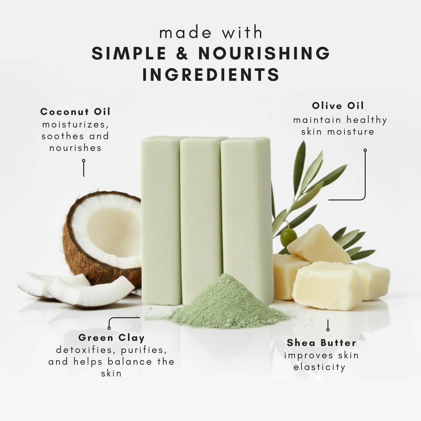 Olivia Care Moisturizing Bar Soap Pack by Natural & Organic Infused with Coconut, Shea Butter & Green ClayDeep Clean, Refreshing, Moisturizing Beauty & Personal Care Olivia Care