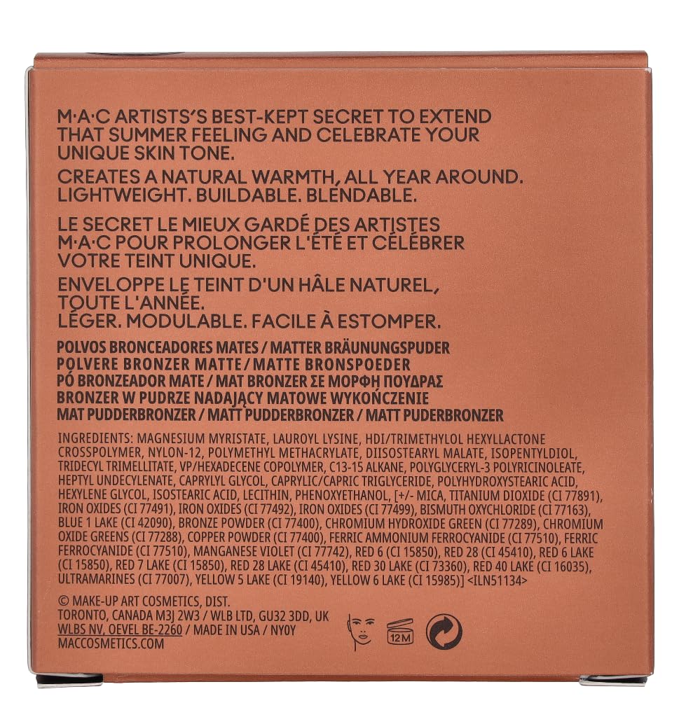Mac Skinfinish Sunstruck Matte Bronzer Matte Light Golden Beauty & Personal Care MAC