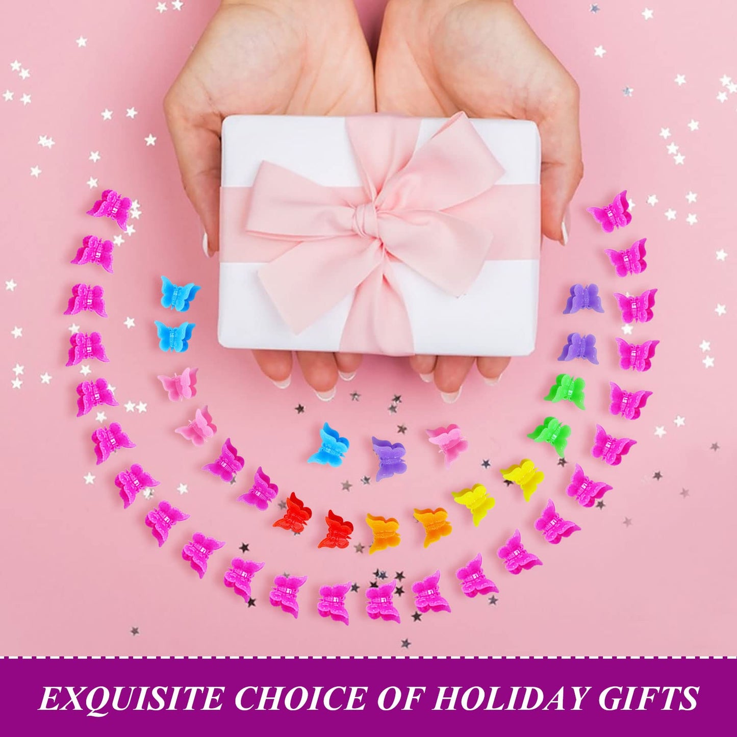 Mandalahuang Hair Clip, 100 Pcs Butterfly Hair Clips, Pastel, Rainbow, Mini Hair Clip for Girls Beauty & Personal Care Mandalahuang