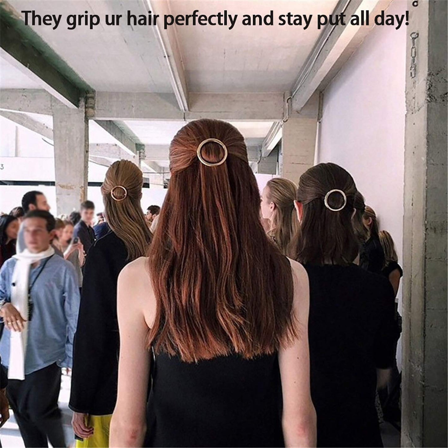 GIYOMI 2 Pcs Minimalist Hair Clip for Women and Girls, Newly designed Hollow Hoop Round Circle Geometric Metal Hair Clip Bobby Pin Ponytail Holder Beauty & Personal Care GIYOMI