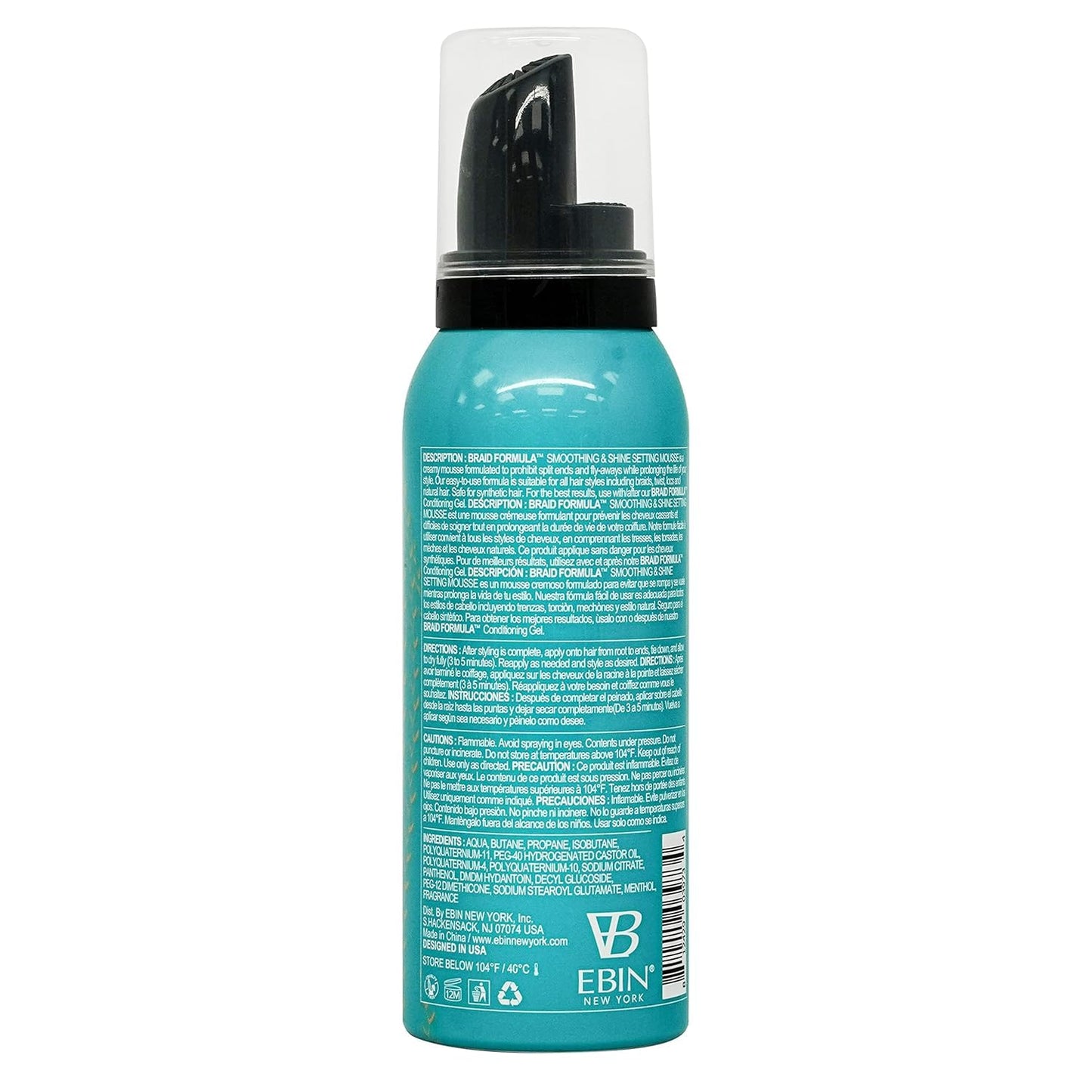 EBIN NEW YORK Braid Formula Setting Mousse (2.7 oz, Peppermint) Beauty & Personal Care EBIN NEW YORK