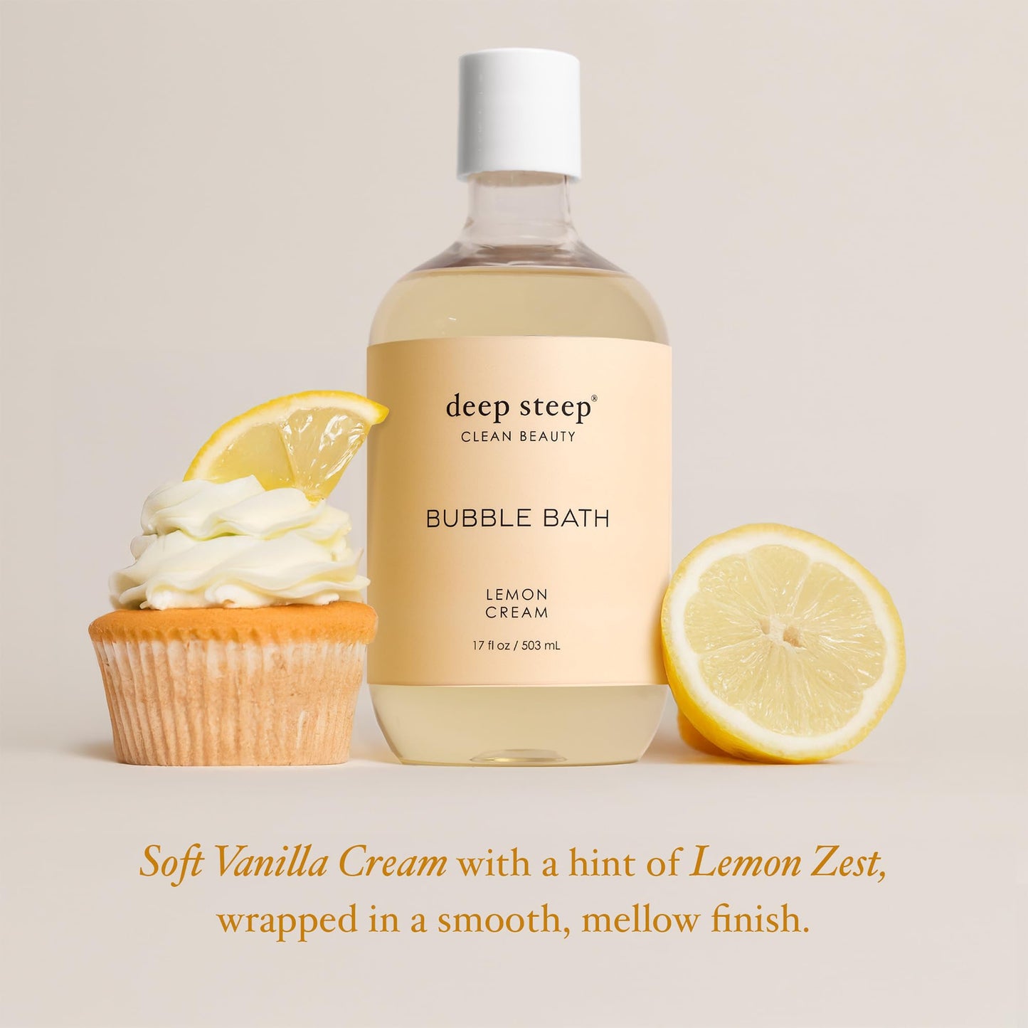 Deep Steep Lemon Cream Bubble Bath for Women, Hypoallergenic, Clinically Tested, Clean Formula for Sensitive Skin, Sulfate-Free, 17 fl oz Bottle Beauty and Personal Care Deep Steep