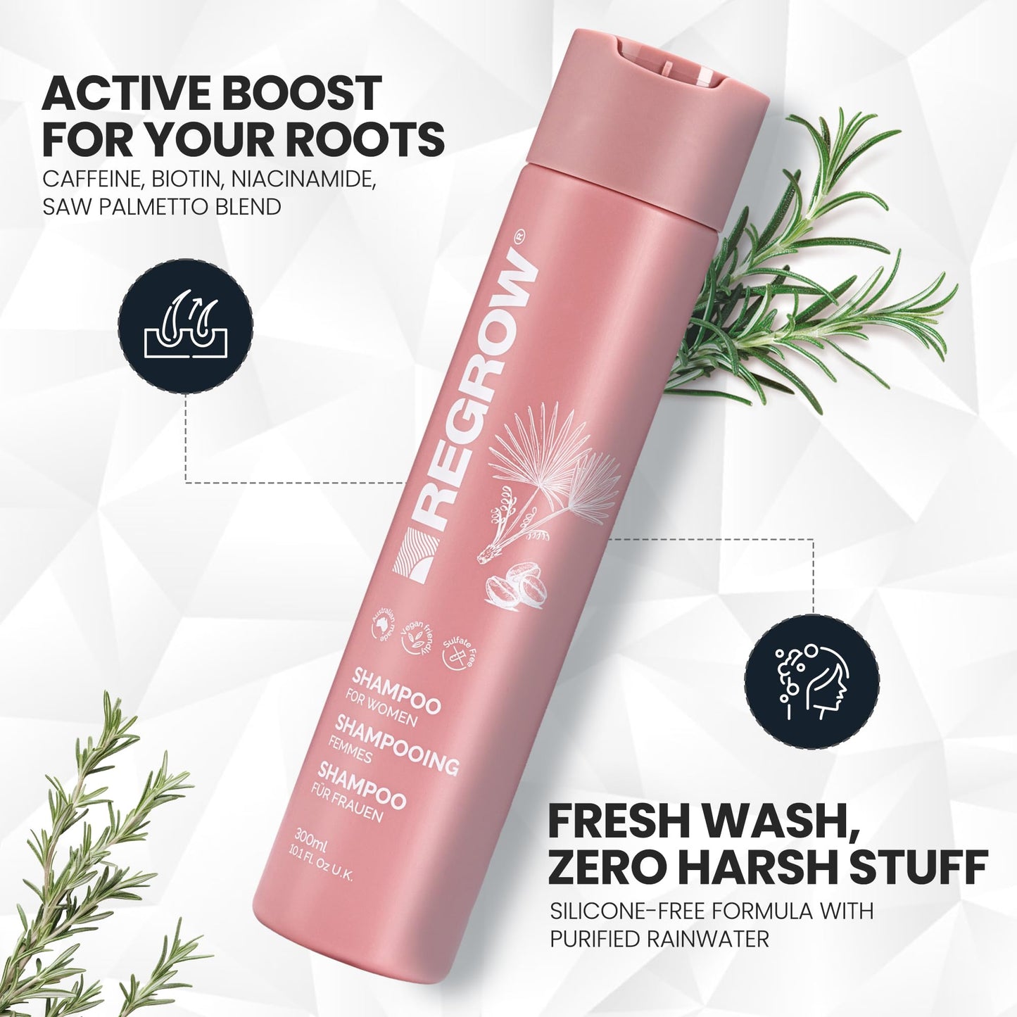Regrow Hair RegrowthTreatment For Women. Full Set Shampoo, Conditioner & Hair Tonic, For Thicker Fuller Hair, With Caffeine Biotin & Niacinamide Beauty & Personal Care REGROW