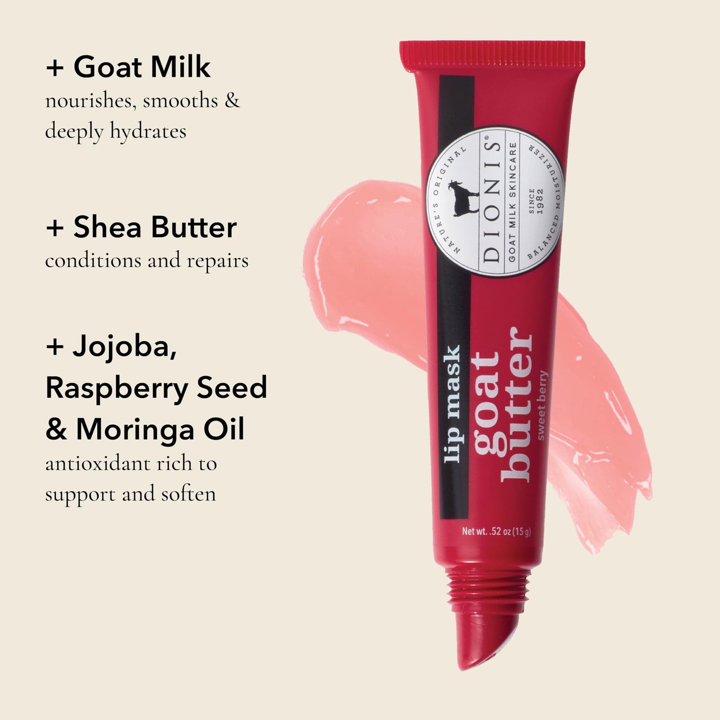 Dionis Goat Butter Lip Mask - Hydration Lip Treatment with Gentle Exfoliation, Conditioning Mask with Shea Butter, Jojoba Oil, Raspberry Seed Oil Beauty & Personal Care Dionis