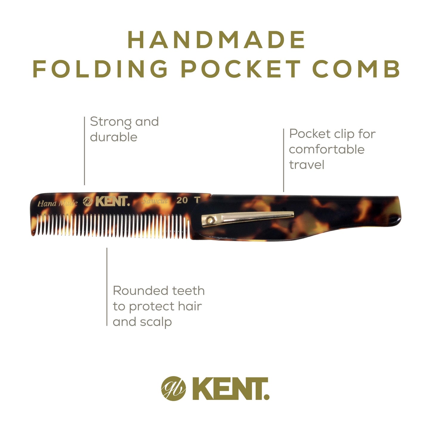 Kent Set Men's Hair Pocket Combs, 81T X-Small, 20T Fine Tooth Folding Comb. Best Hair, Beard and Mustache Grooming Kit for Travel and Home Care Beauty and Personal Care KENT
