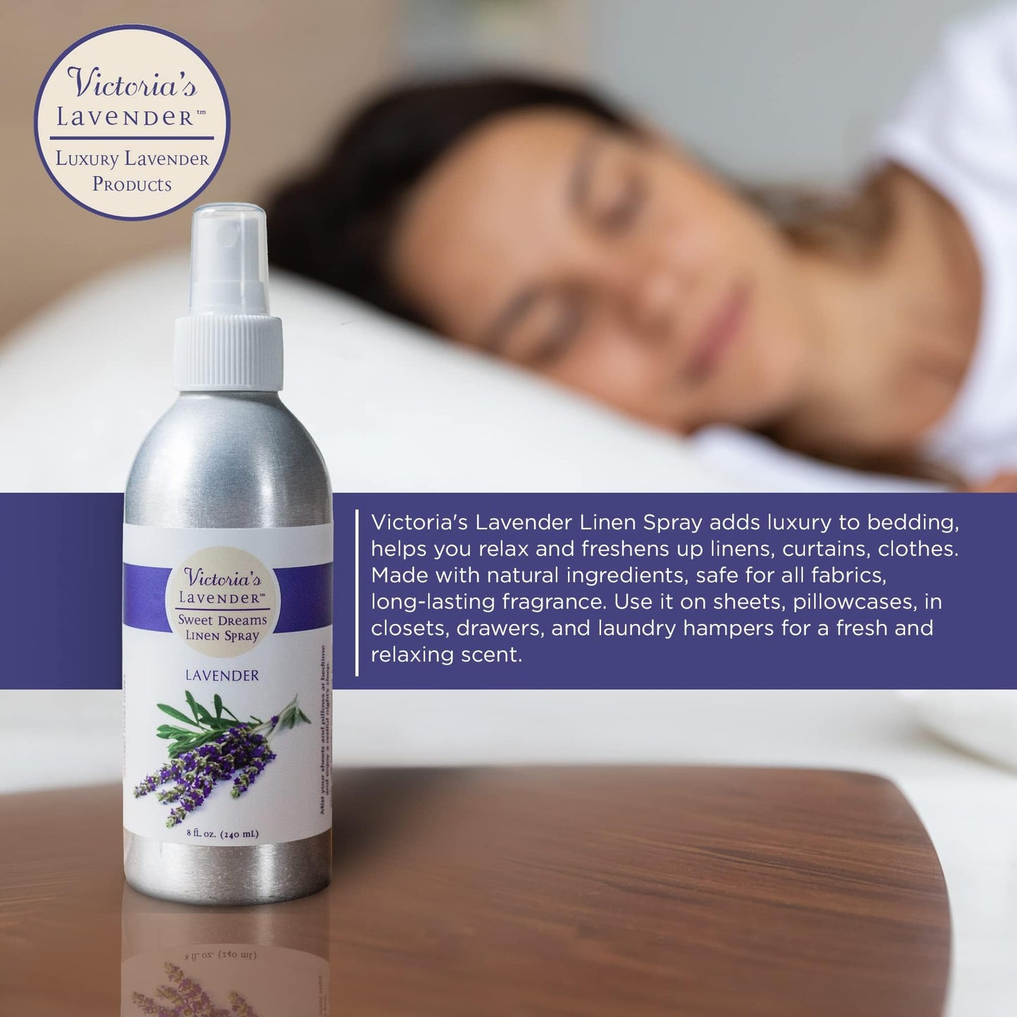 Victoria's Lavender Pillow and Linen Spray Mist (8 oz) and Aromatherapy Body Mist (4 oz) - After Sun Solar Recovery Spray with Aloe Vera and Lavender Beauty & Personal Care Victoria's Lavender