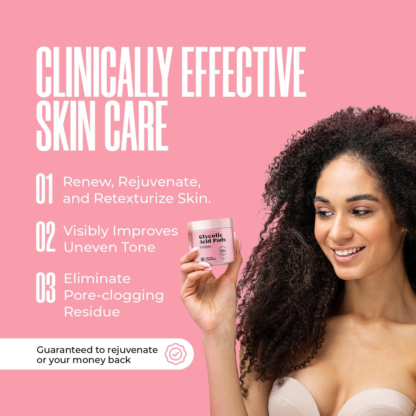 Glycolic Acid Pads with Vitamin C - Toner Pads for Face Cleansing With Tea Tree Oil - Exfoliating Pads with 20% AHA & Vitamins E, B3, B5 - Facial Peel Beauty & Personal Care Divine Derriere