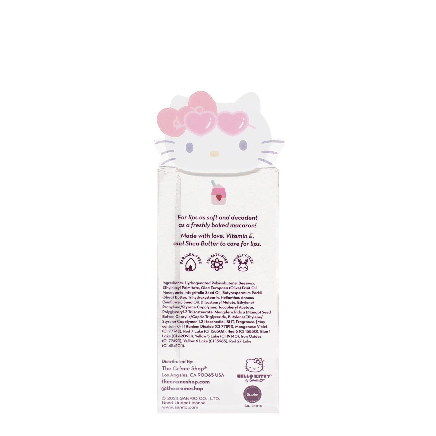 Hello Kitty Macaron Lip Balm - Strawberry Milkshake Flavored Beauty & Personal Care The Crème Shop
