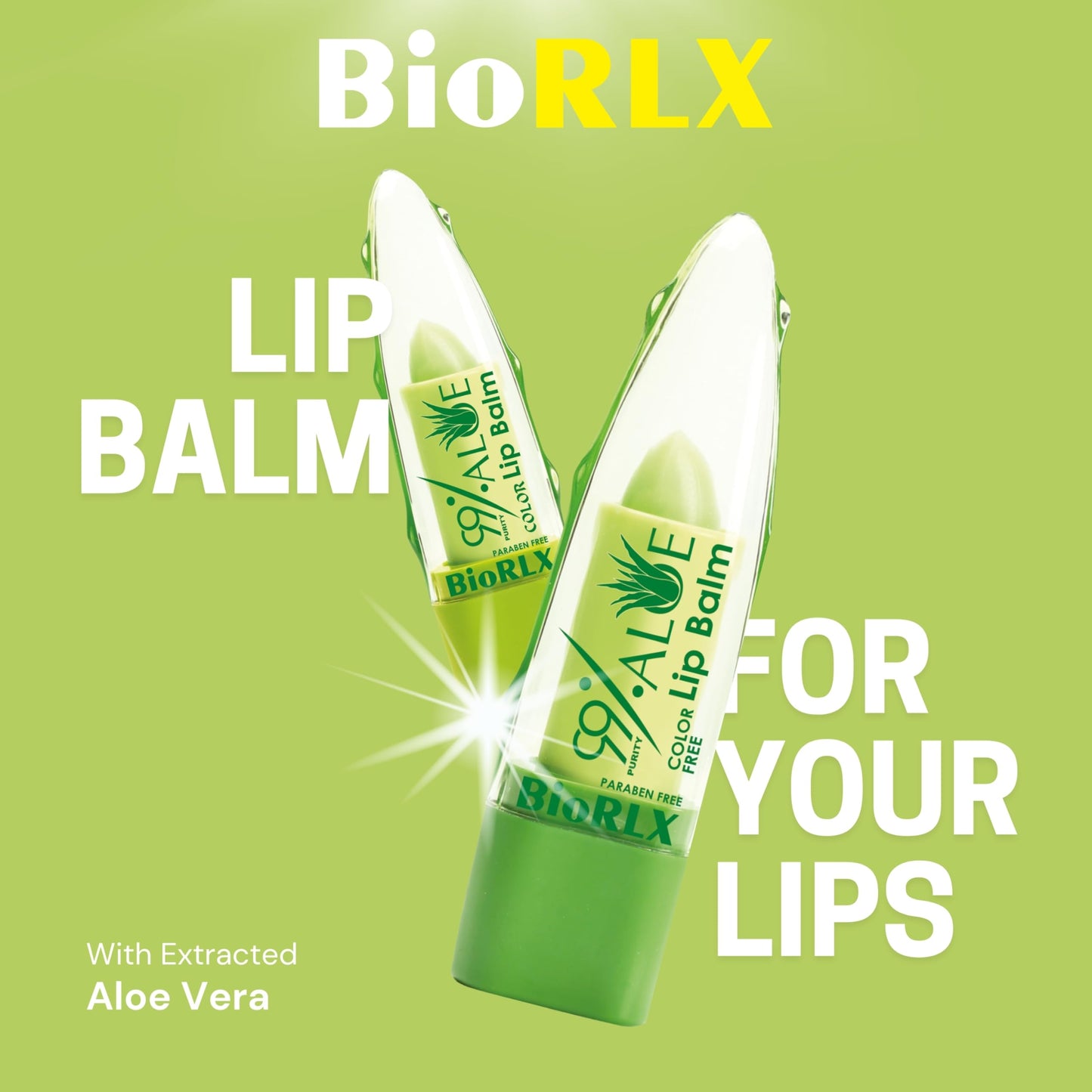 BioRLX 99% Purity Aloe Vera Color-Free Lip Balm - Natural Moisturizing Unisex Lip Care for Hydrated and Radiant Lips (Aloe - Color Free, 0.12 Ounce Beauty and Personal Care BioRLX