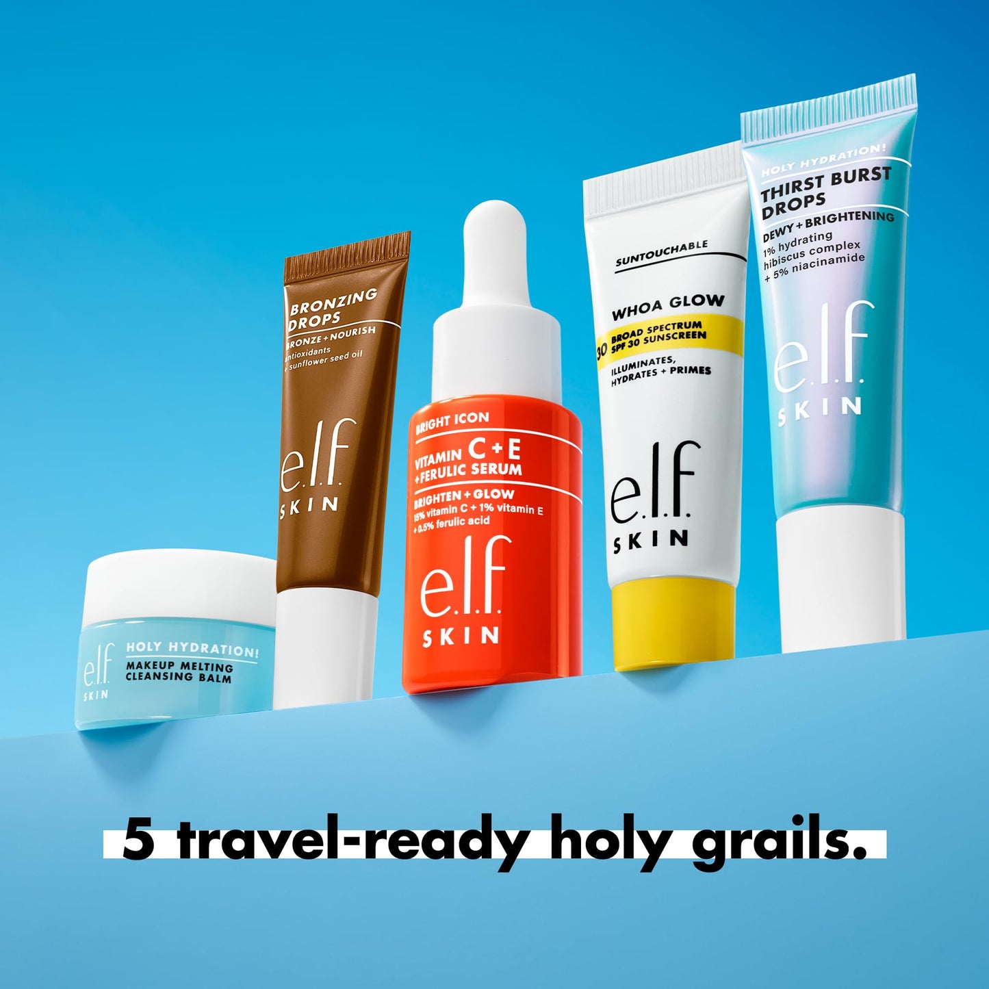 e.l.f. SKIN Best & Obsessed Skincare Kit, Travel-Size Makeup Remover, Sunscreen & Brightening Serums For Glowy Skin, Vegan Beauty & Personal Care e.l.f.