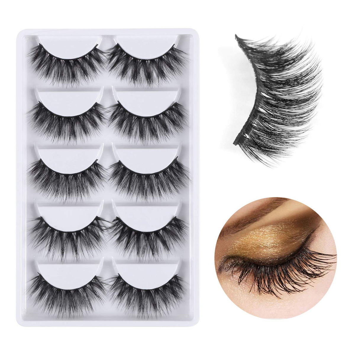 3D False Eyelashes, 3D Faux Mink Fake Eyelashes Handmade Dramatic Thick Crossed Cluster False Eyelashes Black Nature Fluffy Long Soft Reusable,Style 1 Beauty & Personal Care EVERMARKET