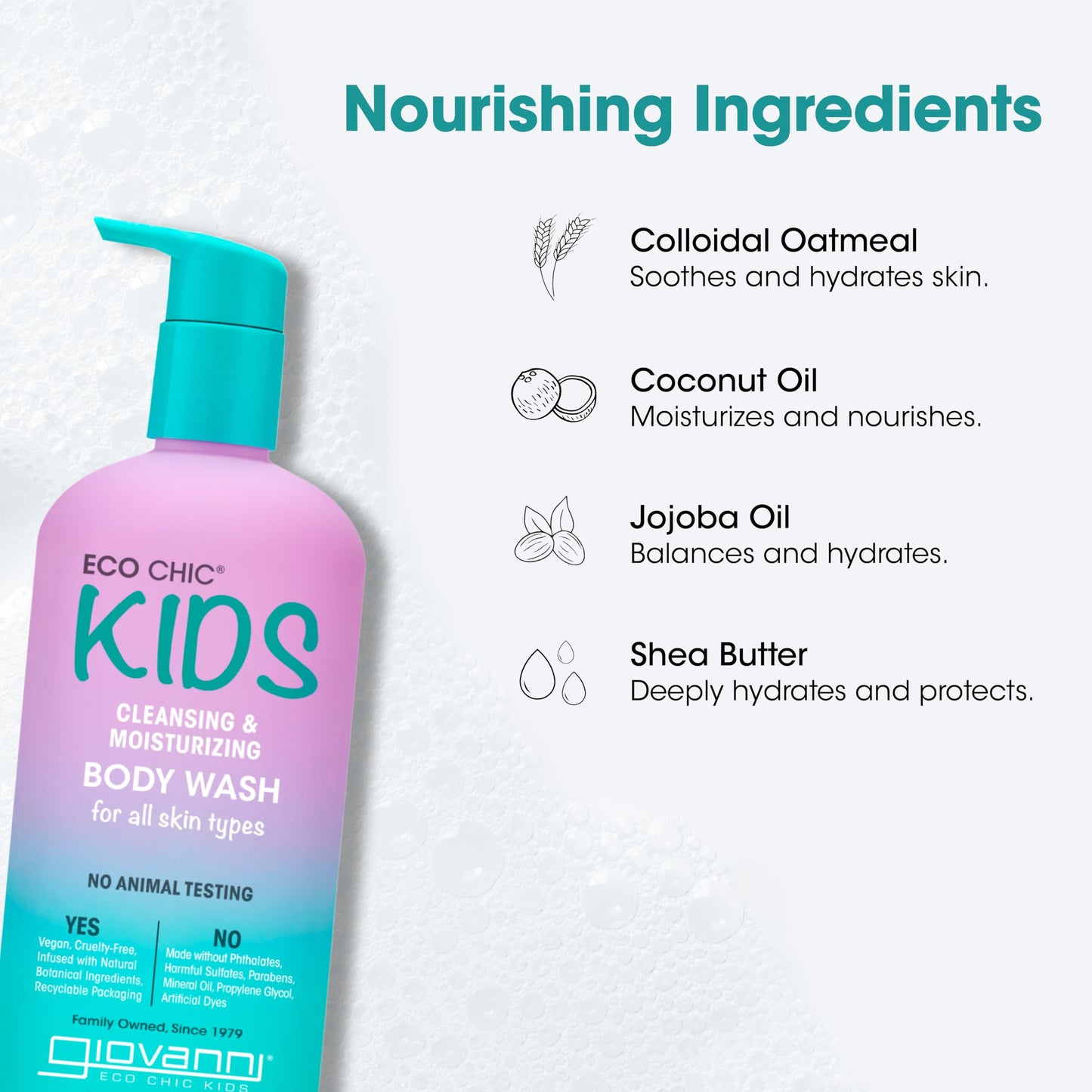 GIOVANNI Eco Chic KIDs Cleansing & Moisturizing Body Wash - Kids Body Wash, Kids body Wash Sensitive Skin, Kids Soap And Body Wash, Kids Sensitive Beauty & Personal Care GIOVANNI
